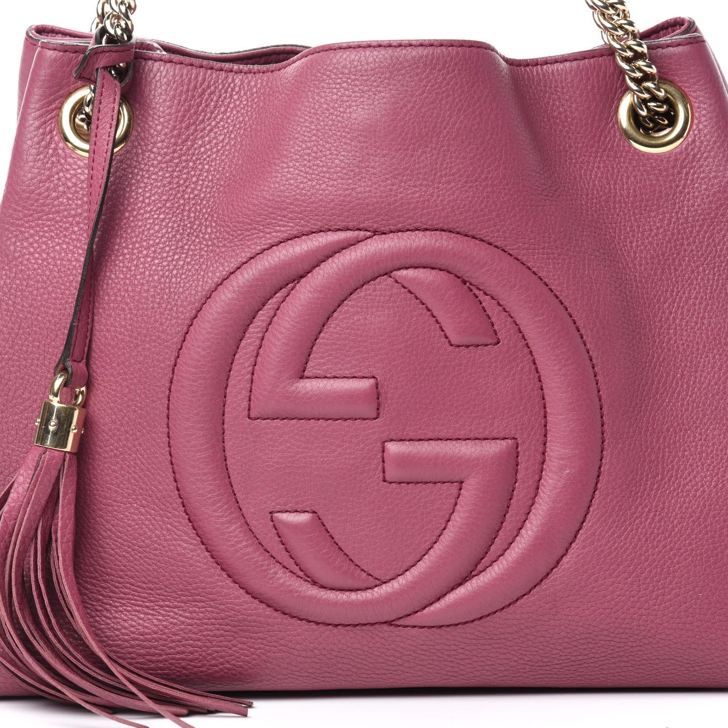 Pebbled Calfskin Medium Soho Chain Shoulder Bag Peonia Flower