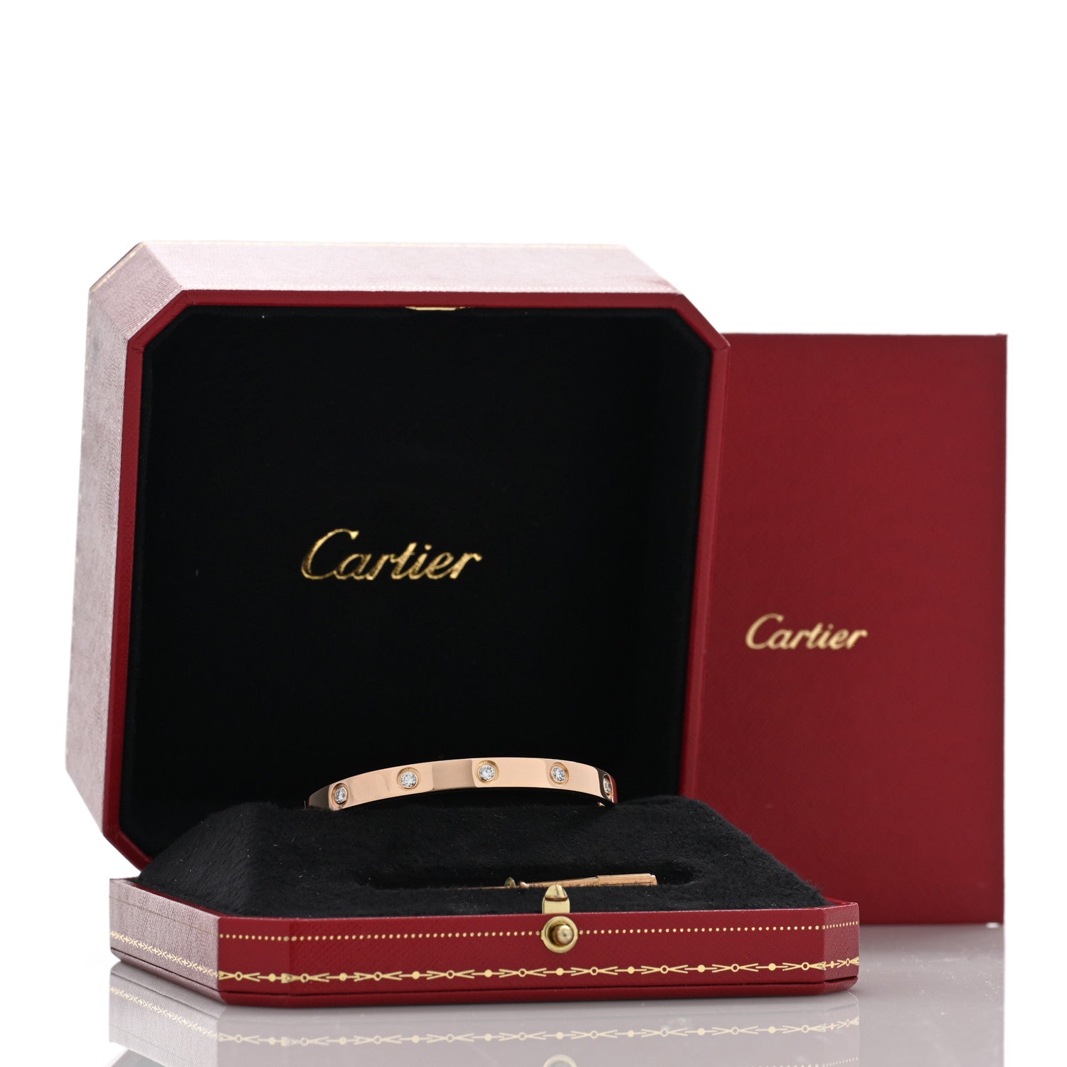 Cartier 18K Pink Gold 10 Diamond LOVE Bracelet 17 7 of 7