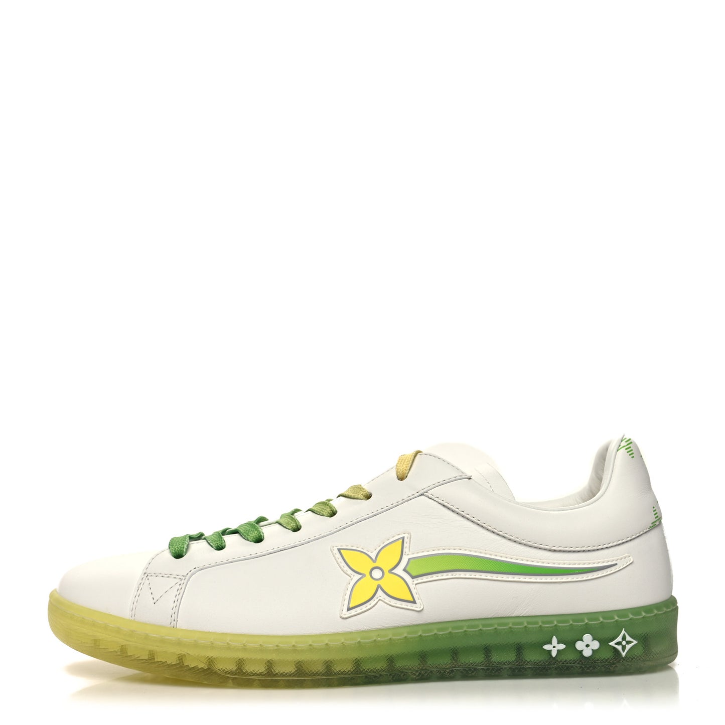 Calfskin Mens Luxembourg Samothrace Sneakers 7 White Yellow Green