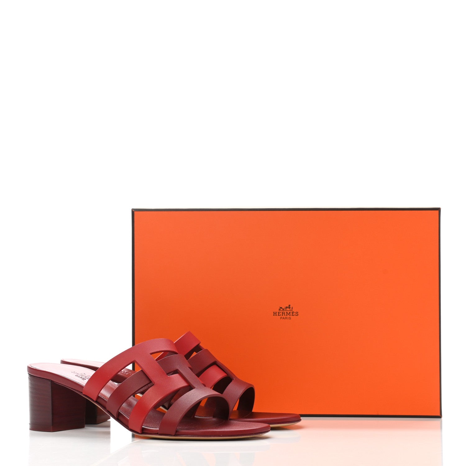 Hermes Calfskin Amica Sandals 38.5 Rouge Grenat Orange Solaire 10 of 10