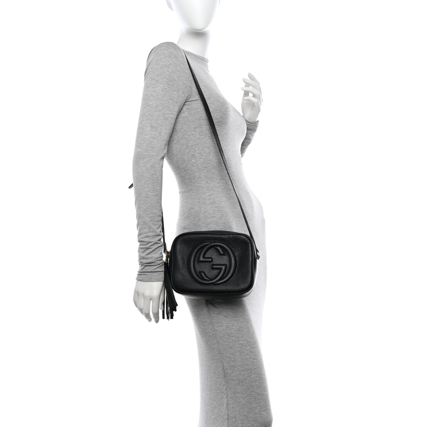 Pebbled Calfskin Small Soho Disco Bag Black