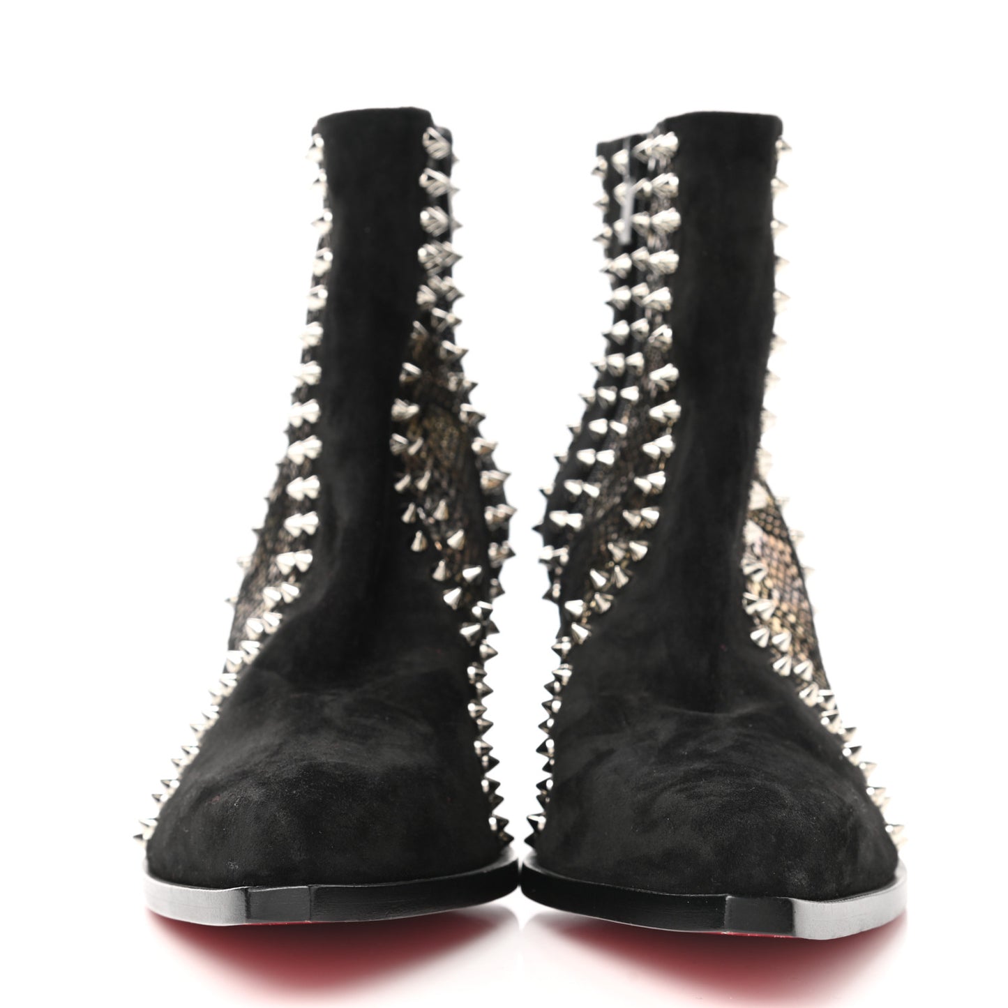 Calfskin Suede Embossed Snakeskin Spiked With My Guitar Chelsea Boots 39.5 Black