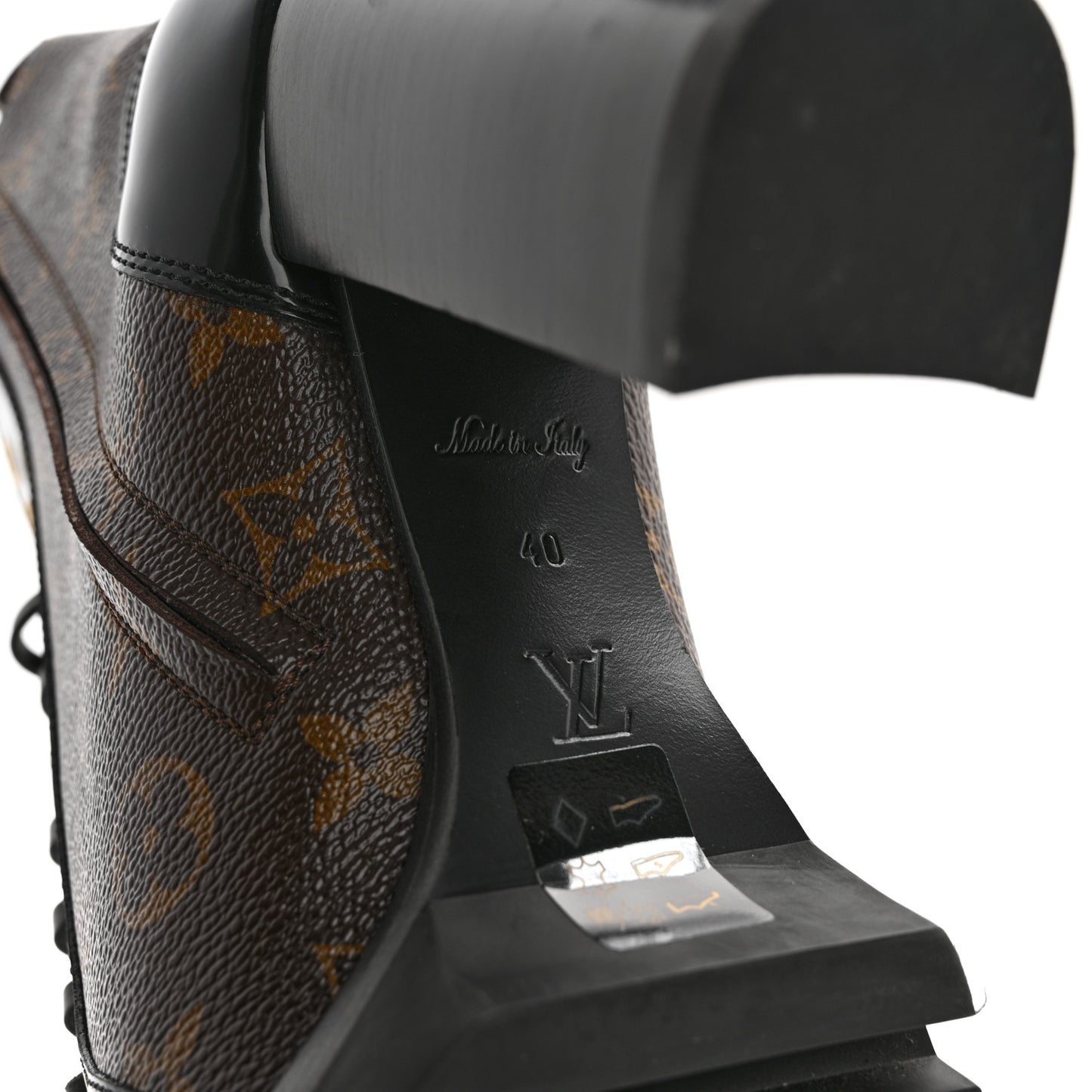 Patent Calfskin Monogram Star Trail Ankle Boots 40 Black