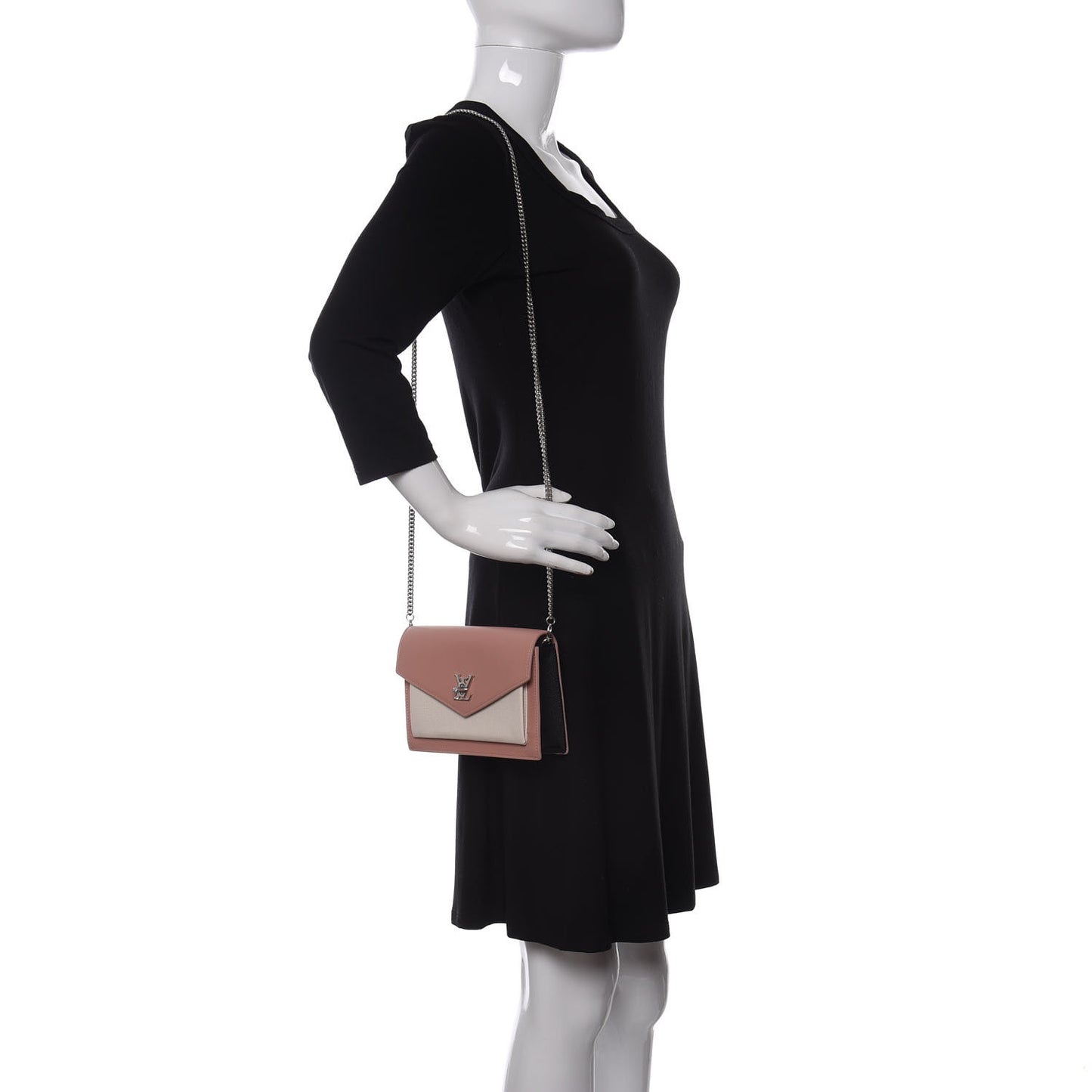Calfskin My Lockme Chain Pochette Rose Ballet White