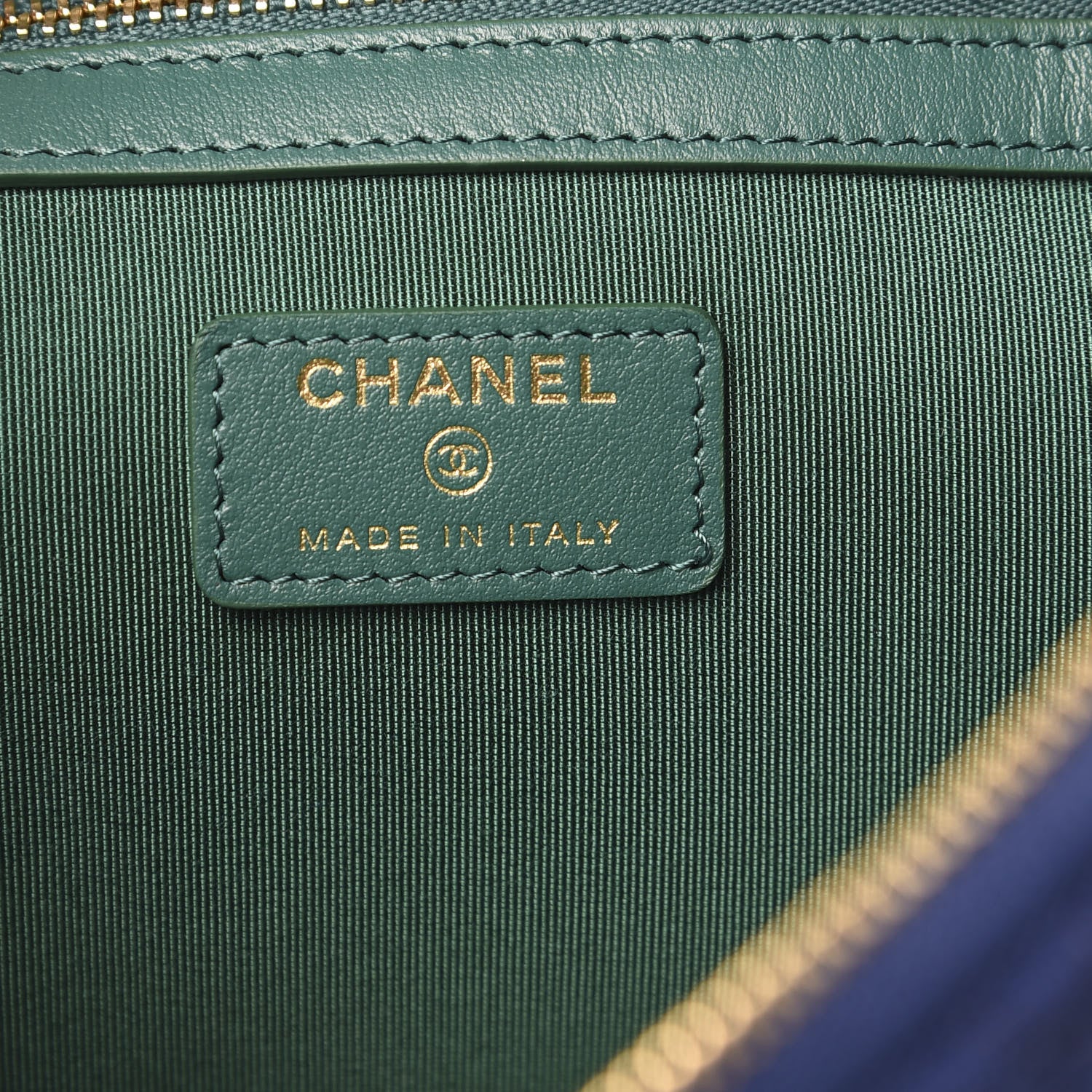 Chanel Jersey Quilted Medium Cosmetic Case Blue 5 of 8
