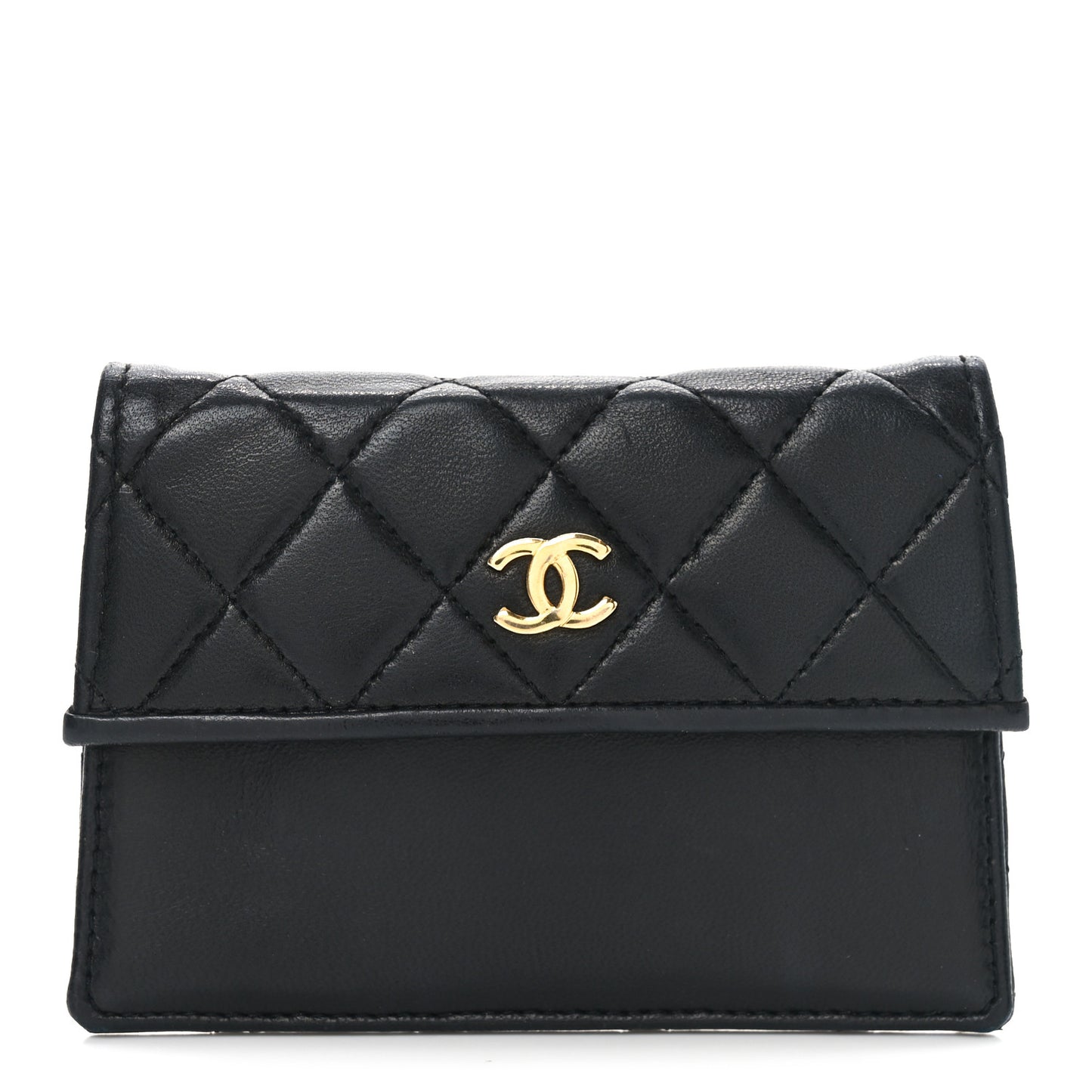 Lambskin Quilted Coin Purse Black