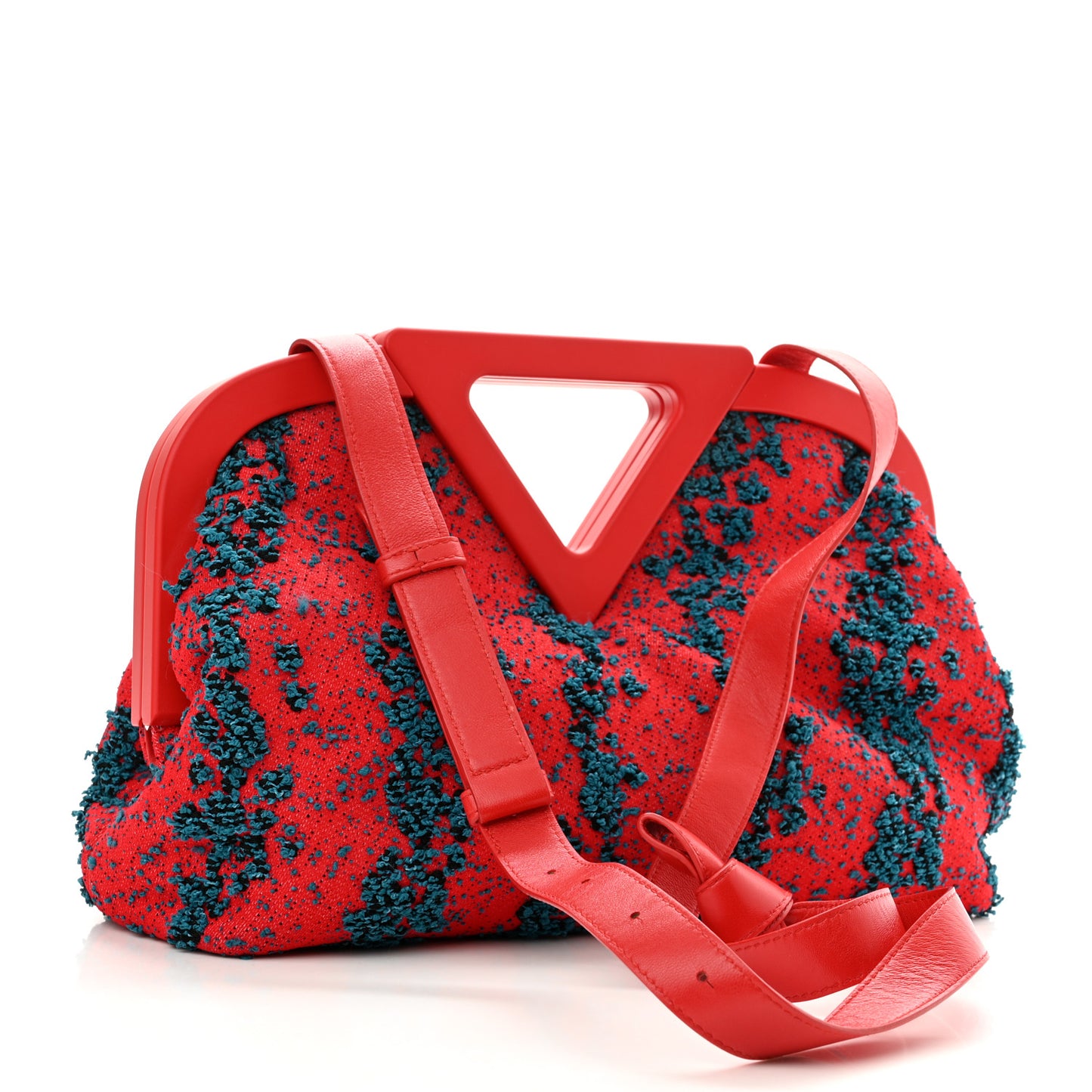 Textured Fabric Medium The Point Triangle Bag Red