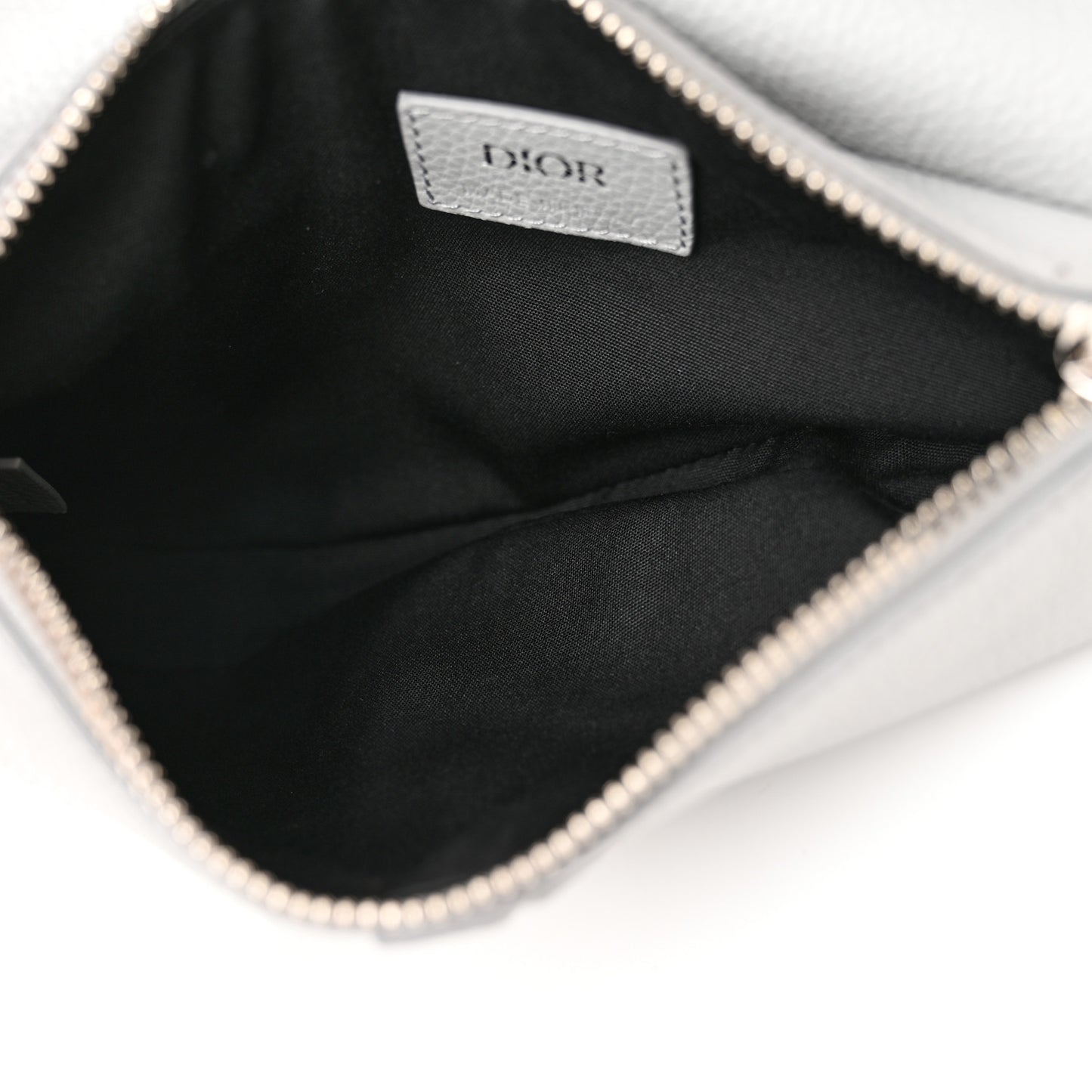 Grained Calfskin Mens Mini Saddle Bag Gray