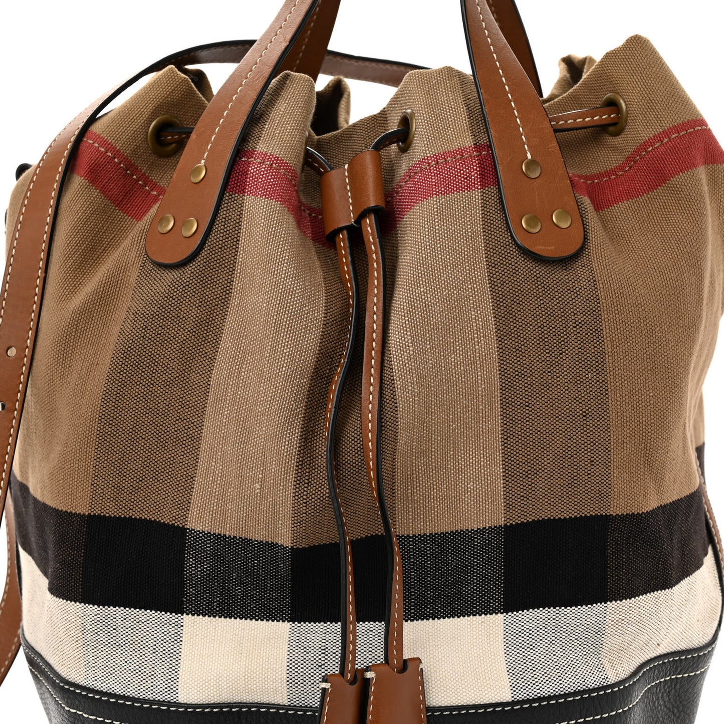 Grainy Calfskin House Check Canvas Medium Heston Crossbody Tan