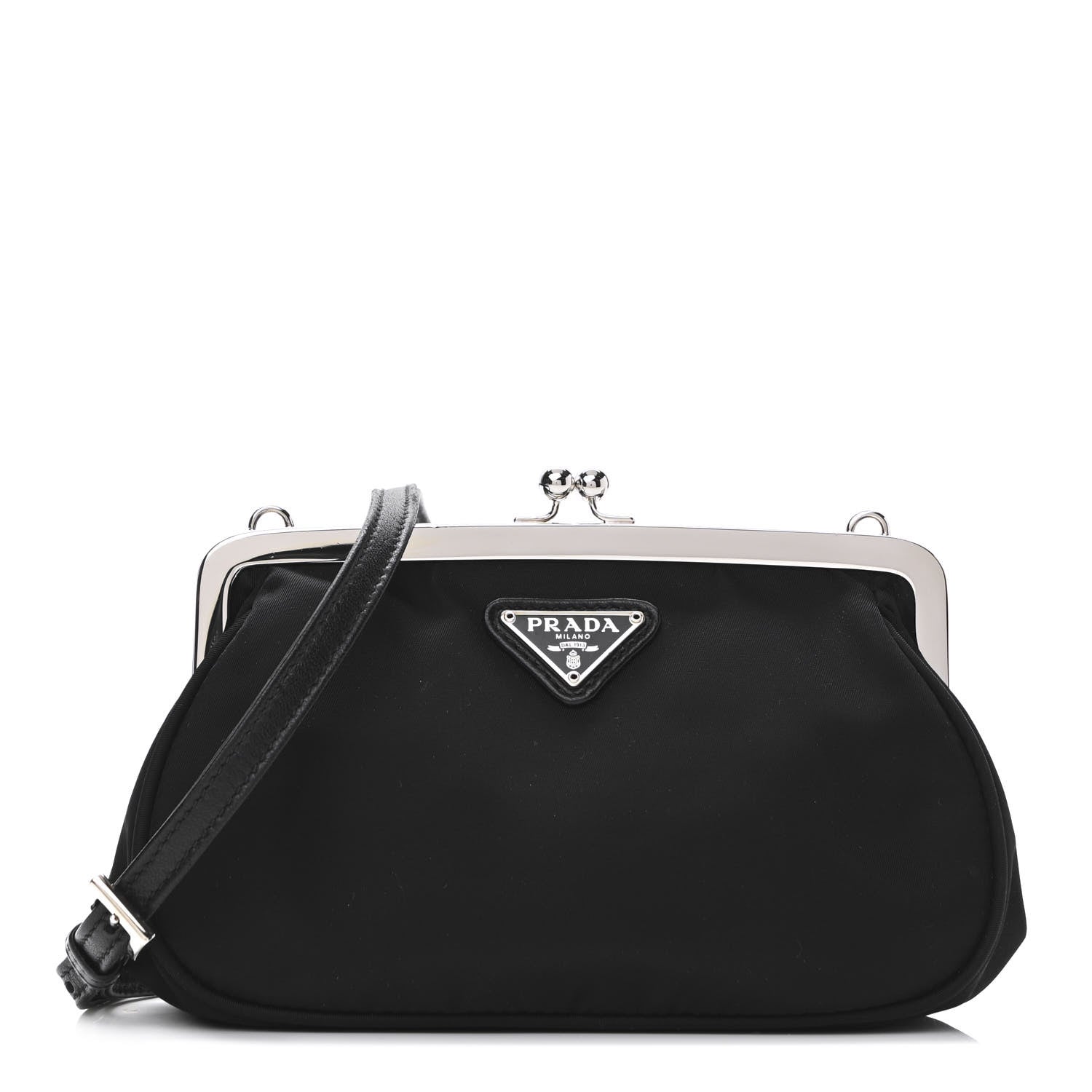 Prada Nylon Kisslock Crossbody Bag Black 1080044 – FASHIONPHILE