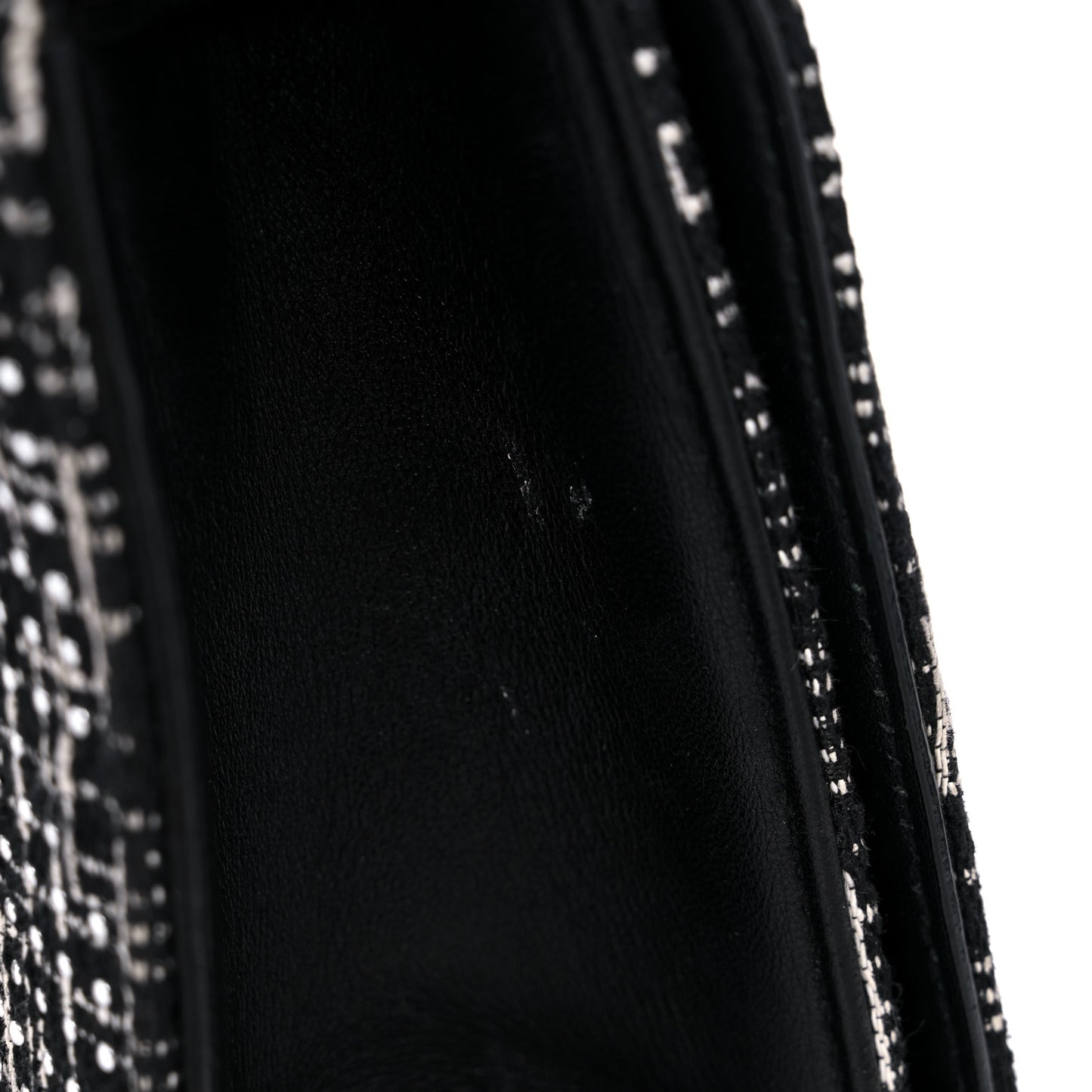 Tweed Embellished Diorama Flap Bag Black White
