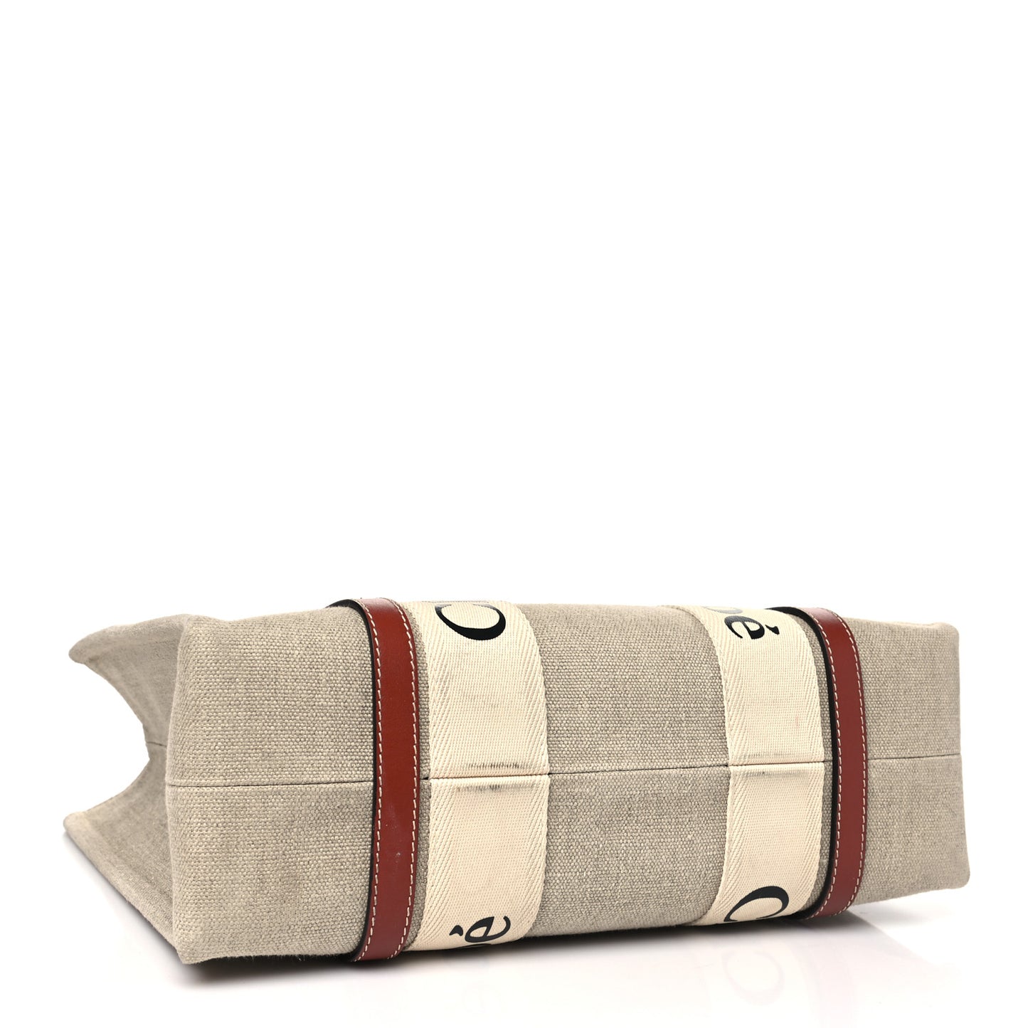 Cotton Calfskin Medium Woody Ribbon Tote White Brown