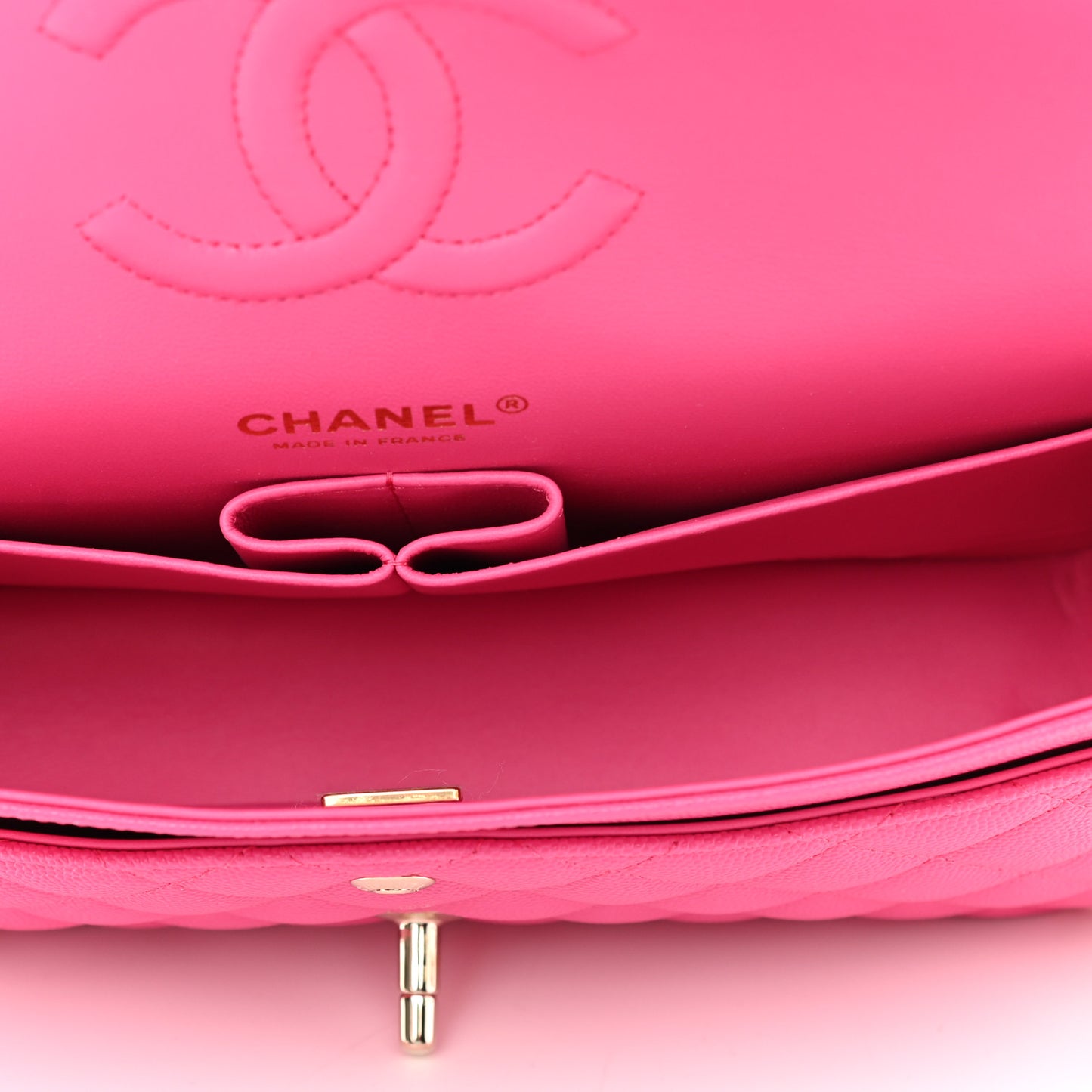 Caviar Quilted Medium Double Flap Dark Pink