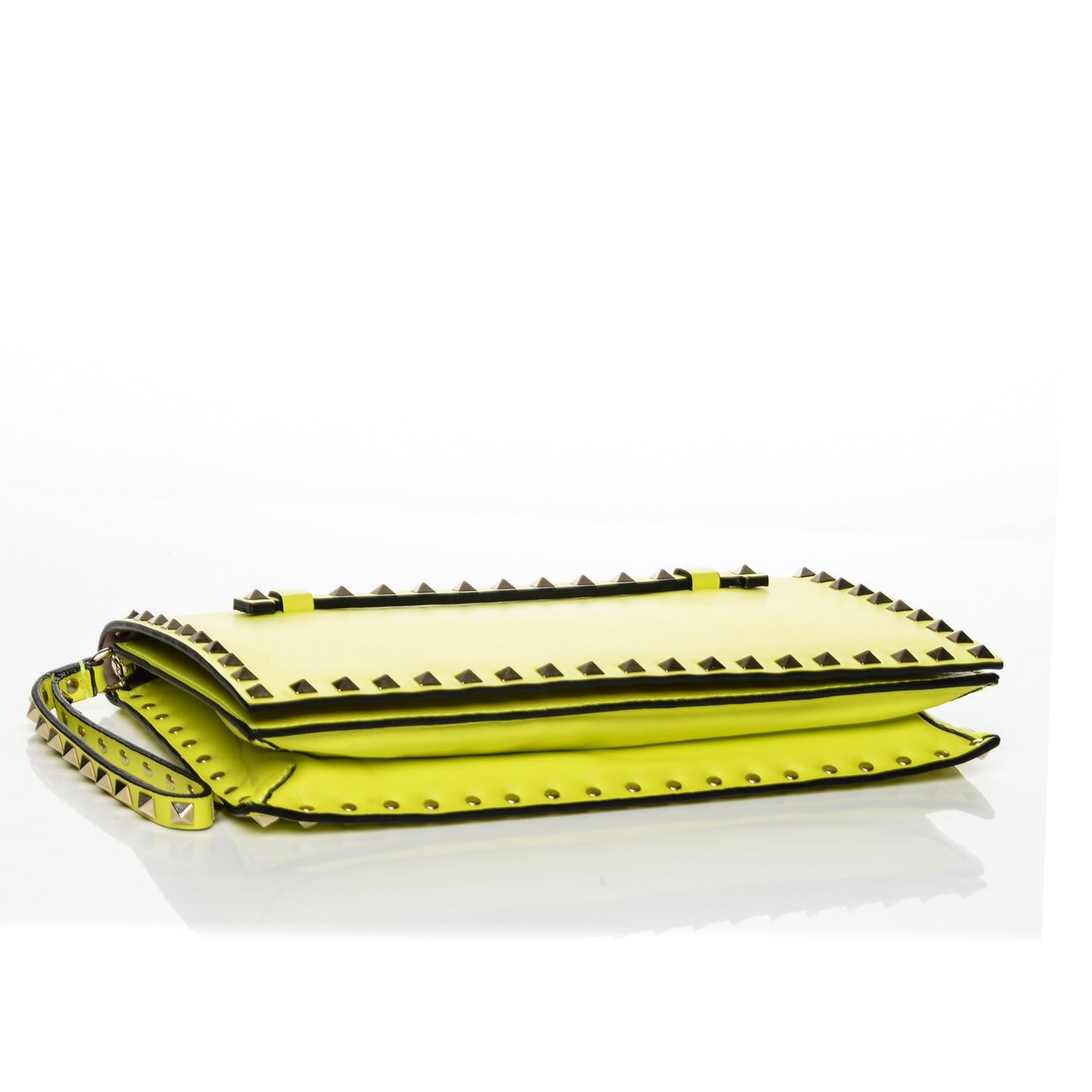 Nappa Rockstud Wristlet Clutch Yellow Fluo