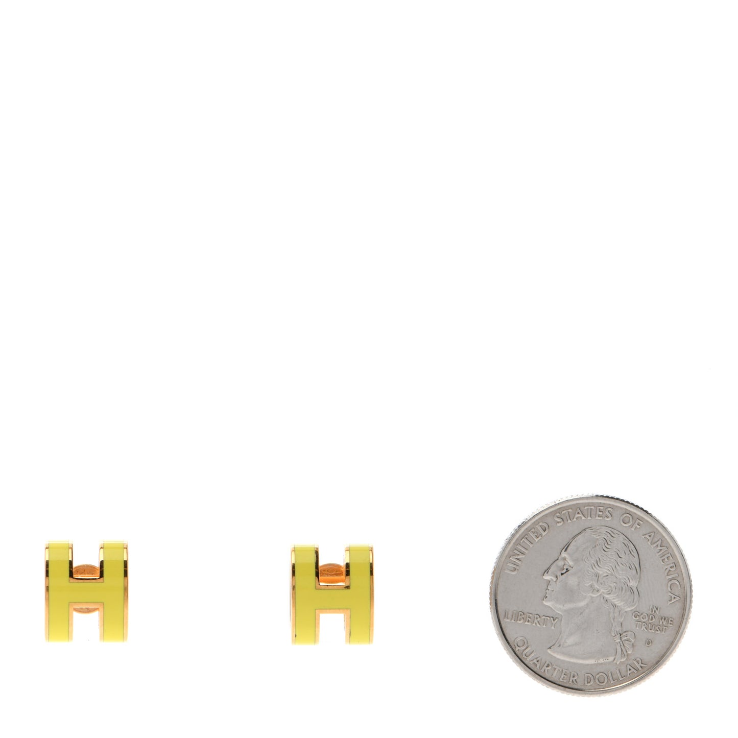Gold Lacquered Mini Pop H Earrings Jaune Sature