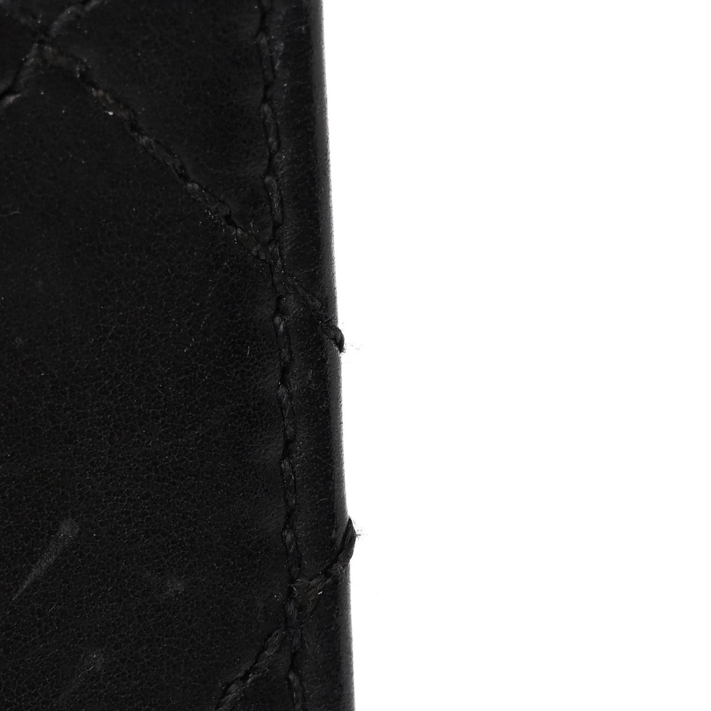 Calfskin Stitched Medium Single Flap Black