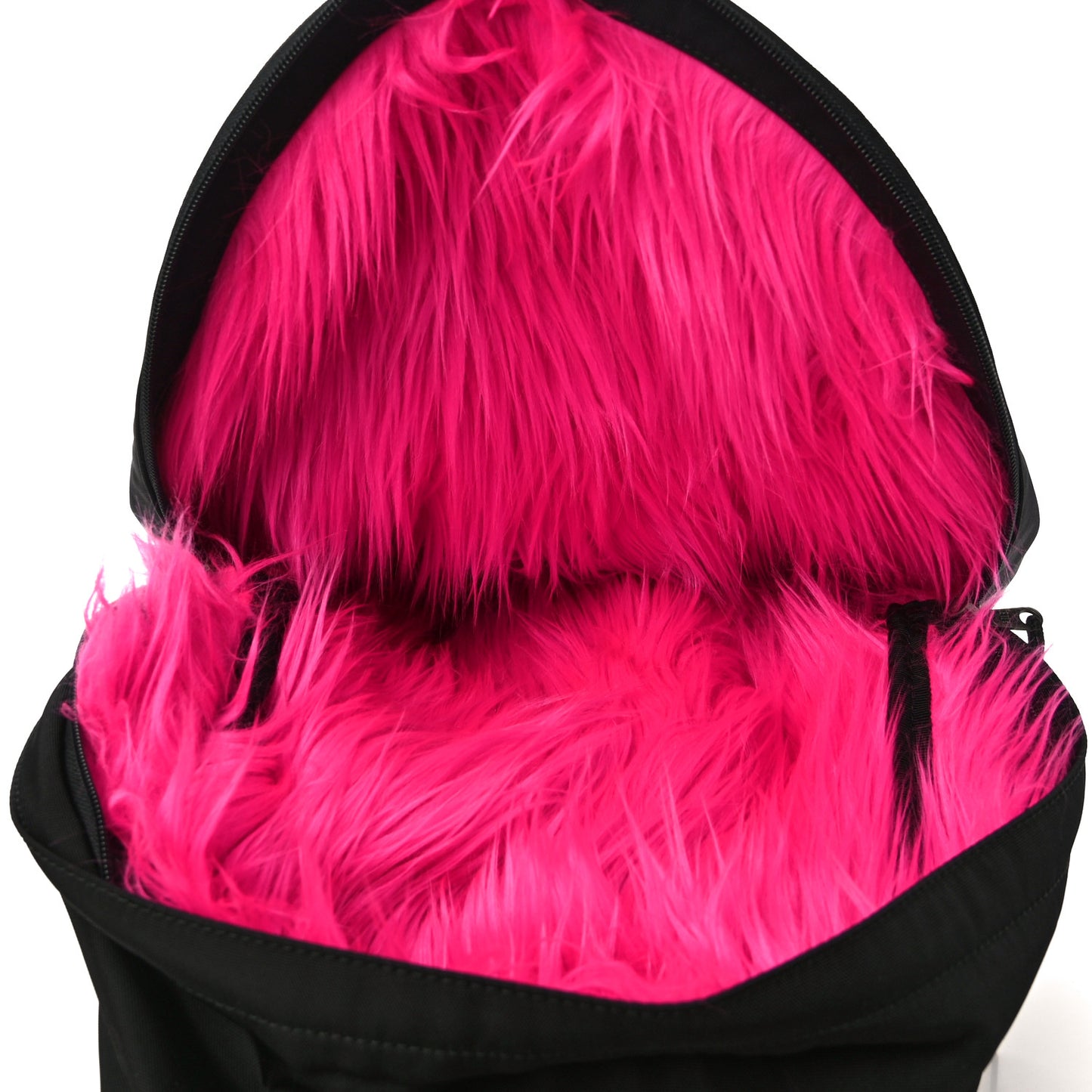 Nylon Faux Fur Explorer Backpack Black Pink