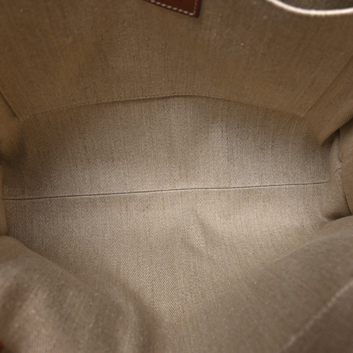 Linen Calfskin Medium Woody Ribbon Tote White Brown