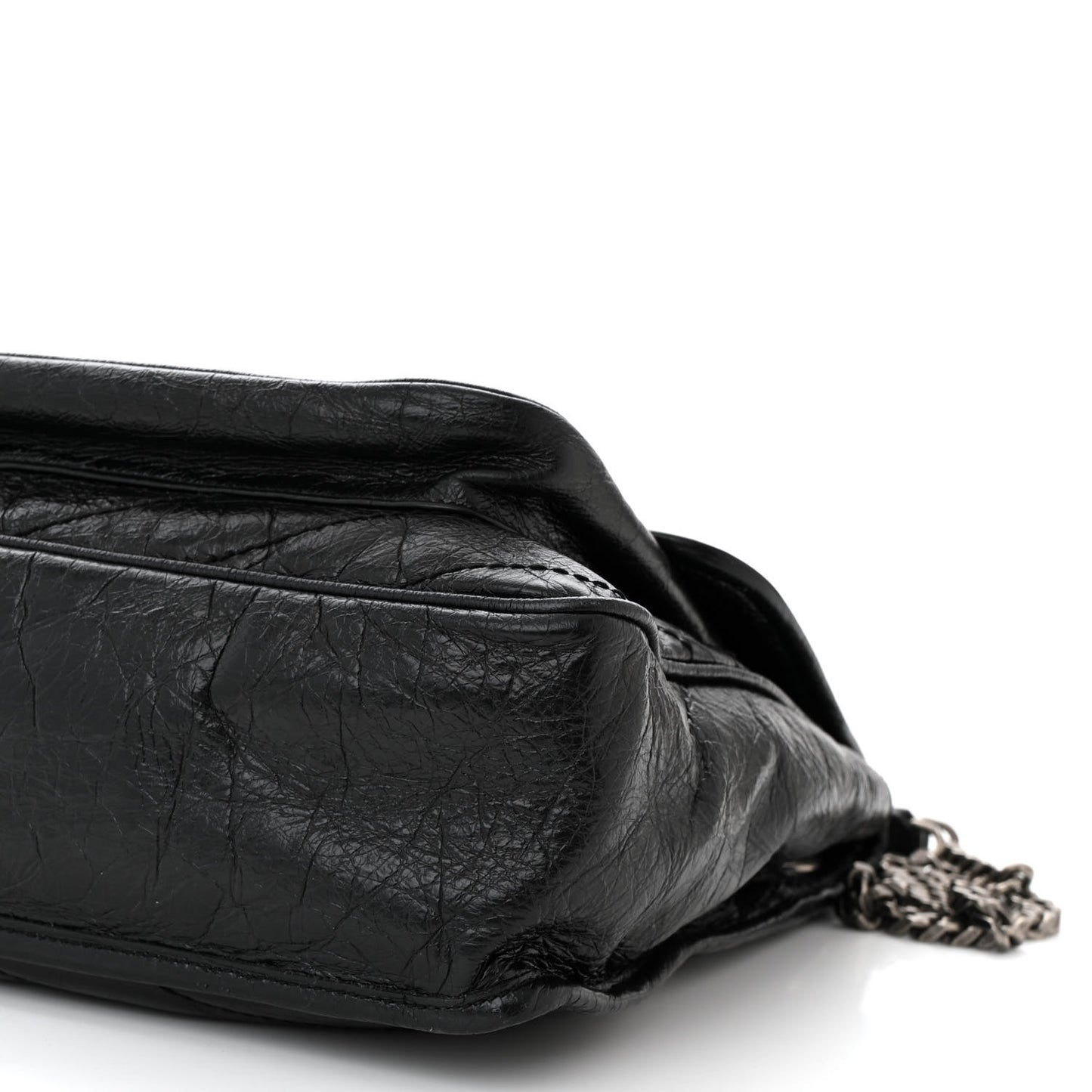 Crinkled Calfskin Matelasse Monogram Large Niki Chain Satchel Black