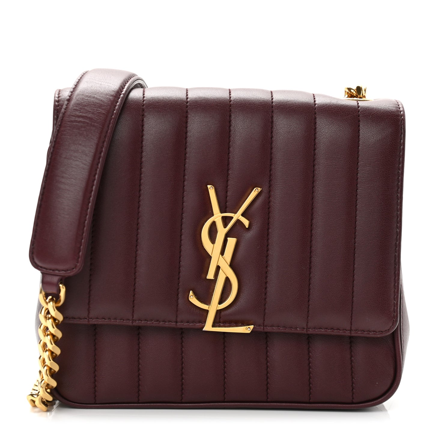 Lambskin Matelasse Monogram Medium Vicky Chain Bag Dark Legion Red