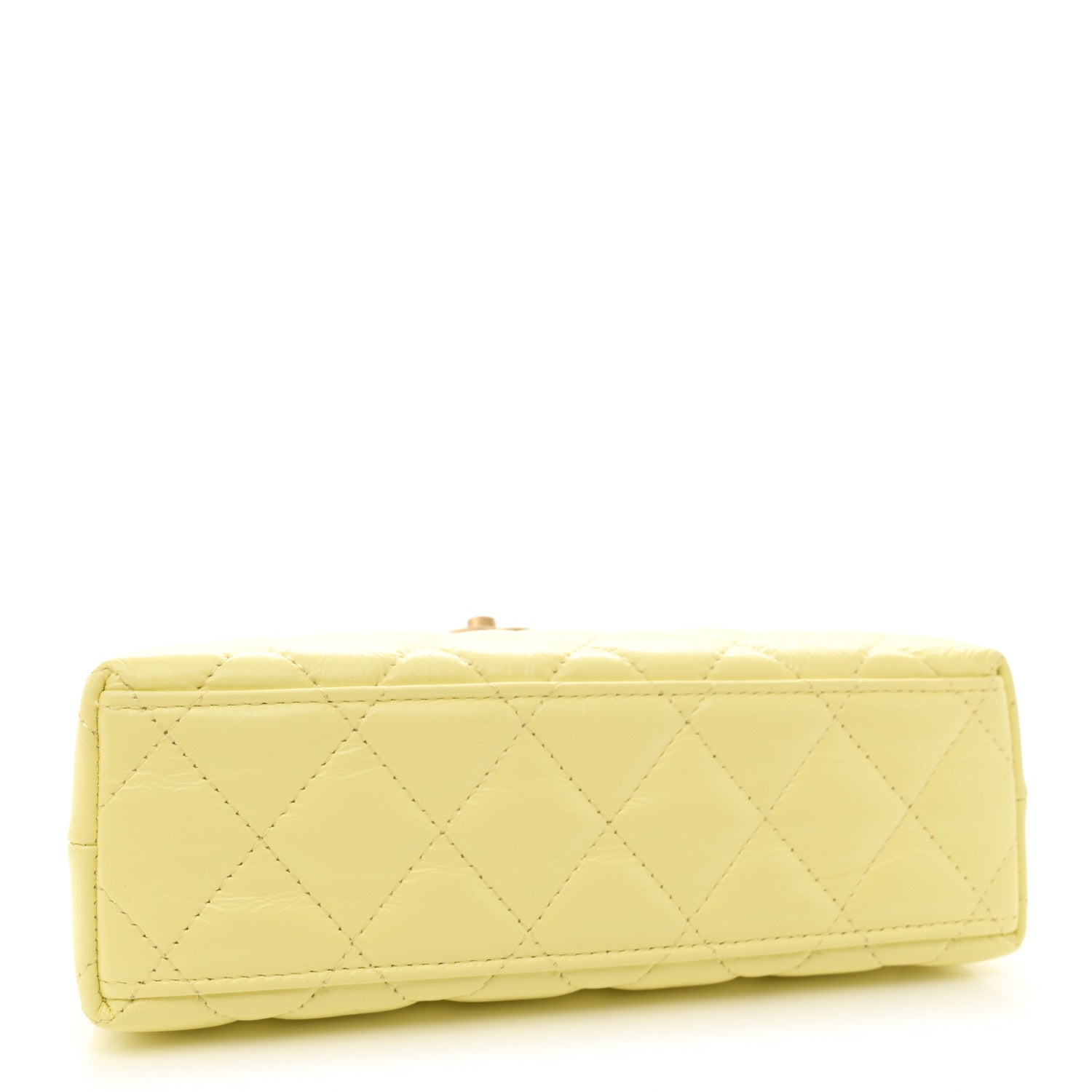 Chanel Shiny Aged Calfskin Quilted Nano Kelly Shopper Light Yellow 4 of 10
