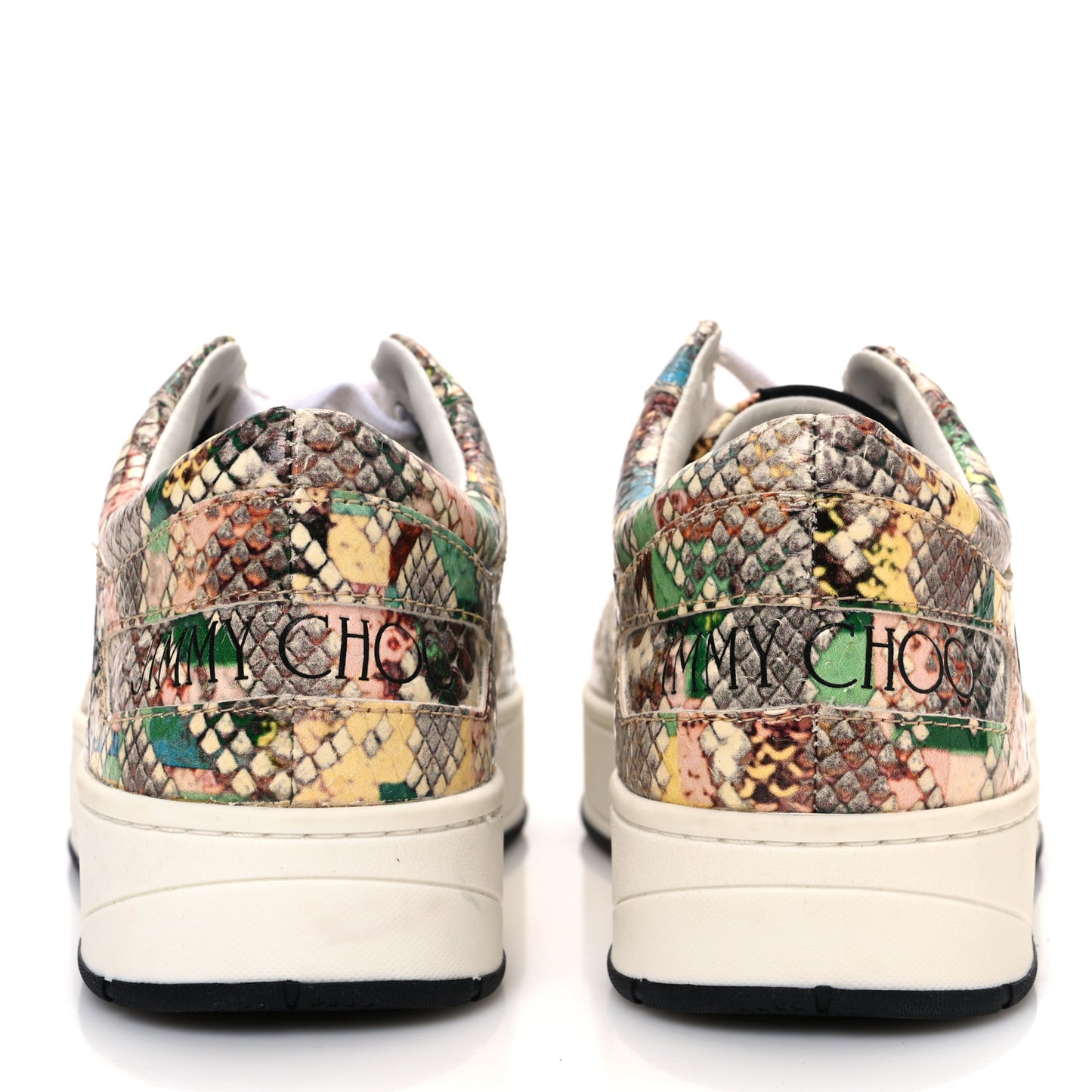 Calfskin Snakeskin Embossed Flatform Sneakers 36 Multicolor