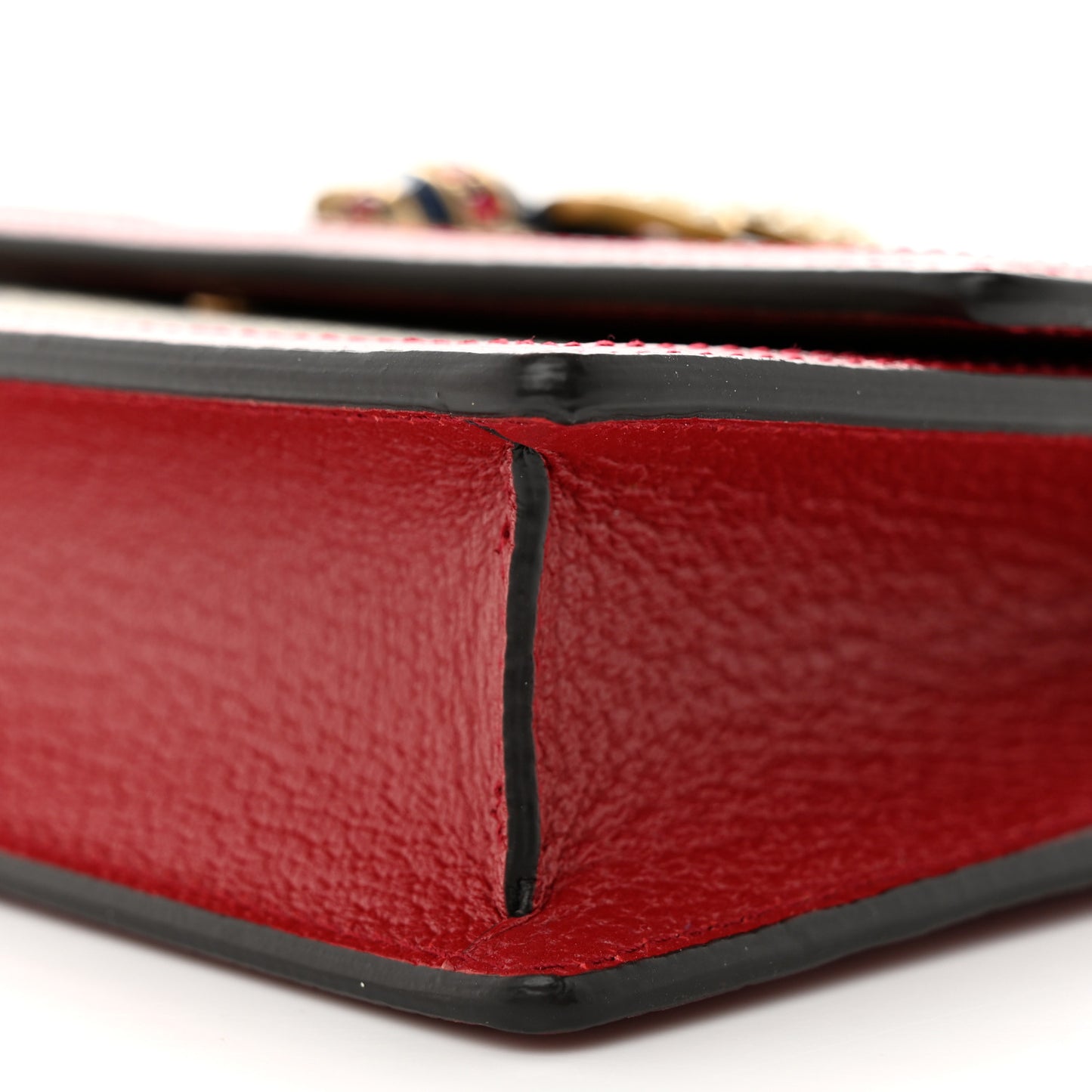 GG Supreme Monogram Web Queen Margaret Chain Wallet Red
