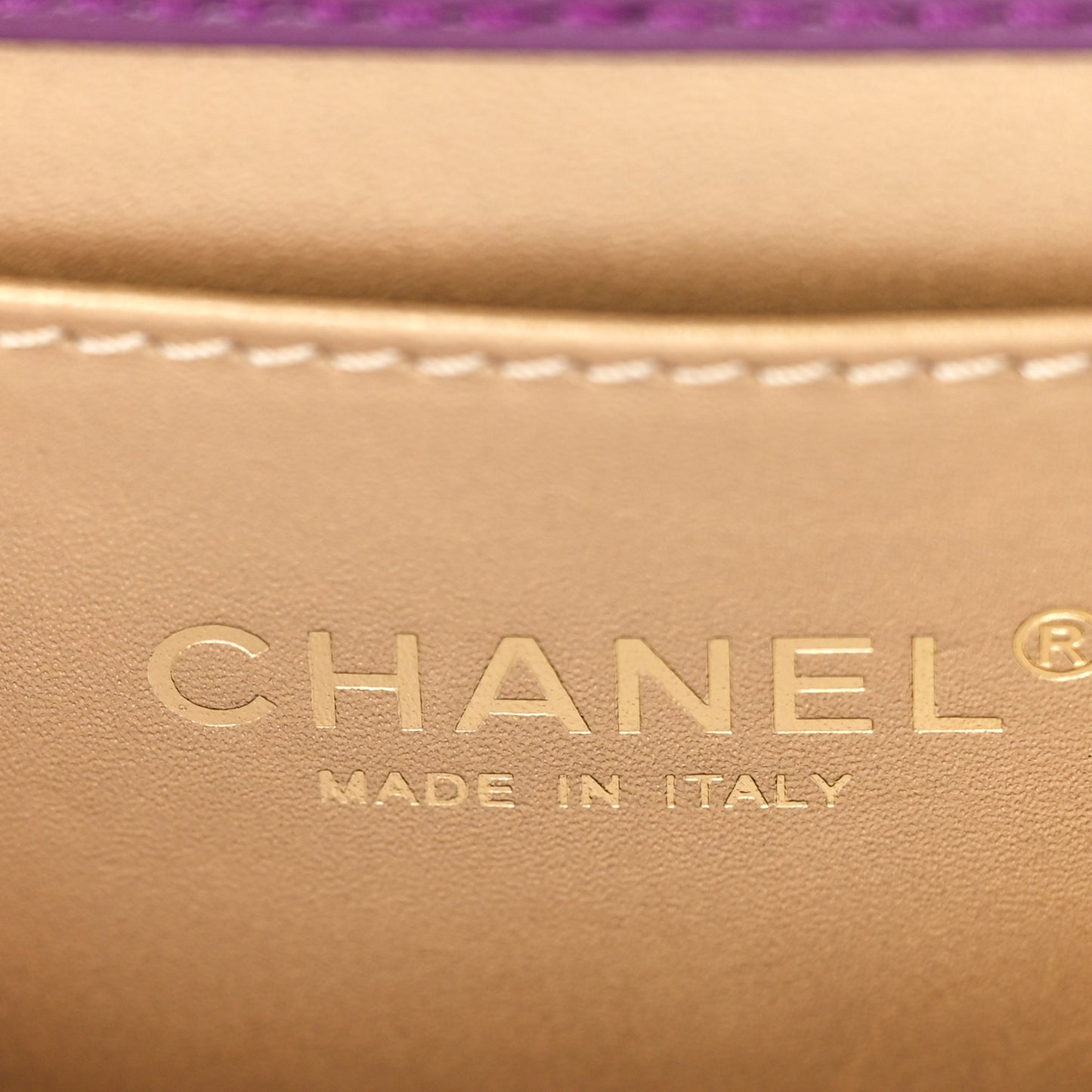 Calfskin Resin Quilted Mini Flap Purple