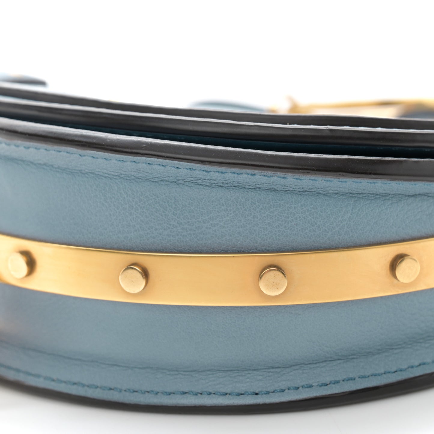 Calfskin Small Nile Bracelet Minaudiere Bag Washed Blue