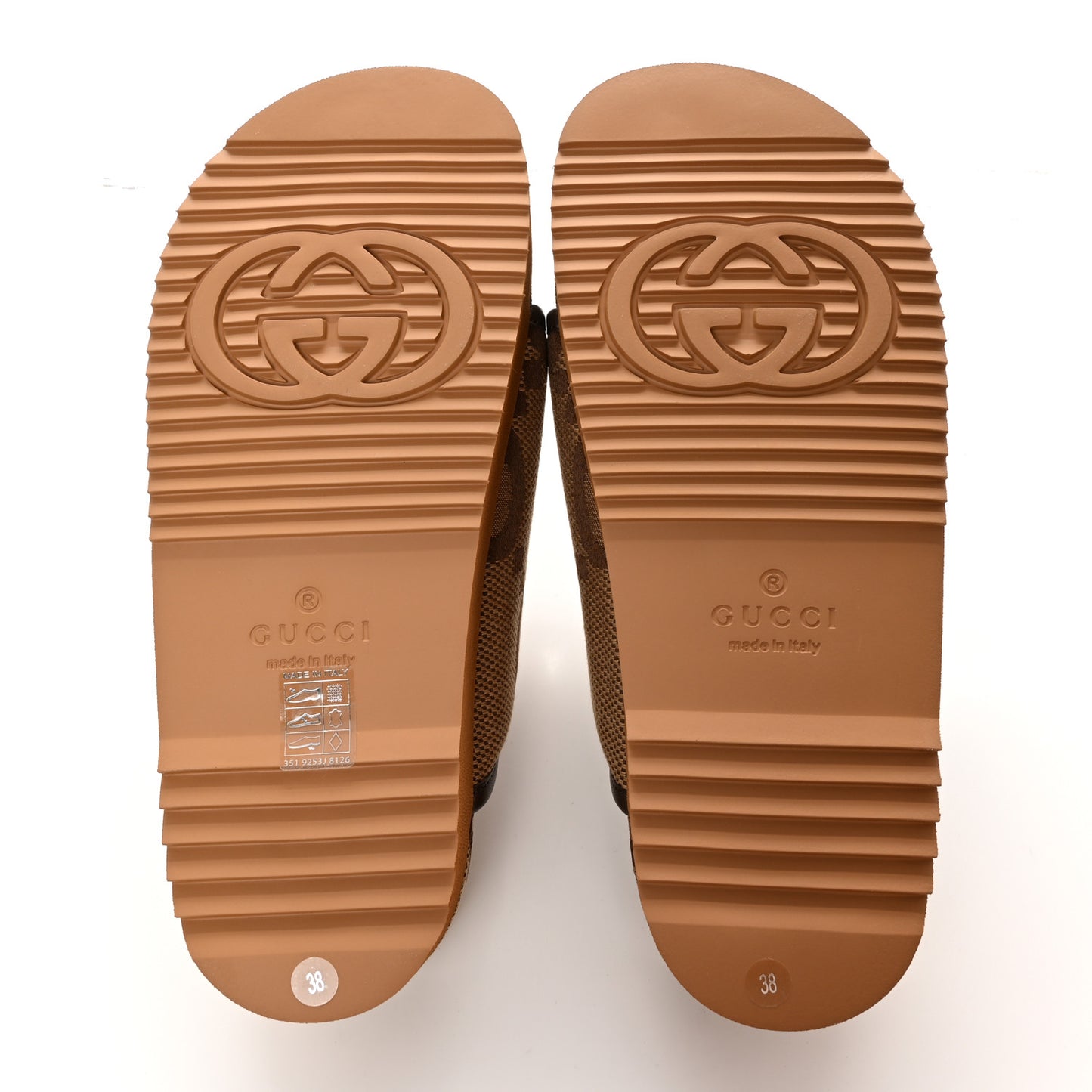 Monogram Jumbo GG Nappa Samoa Platform 40mm Slide Sandals 38 Camel Ebony New Acero