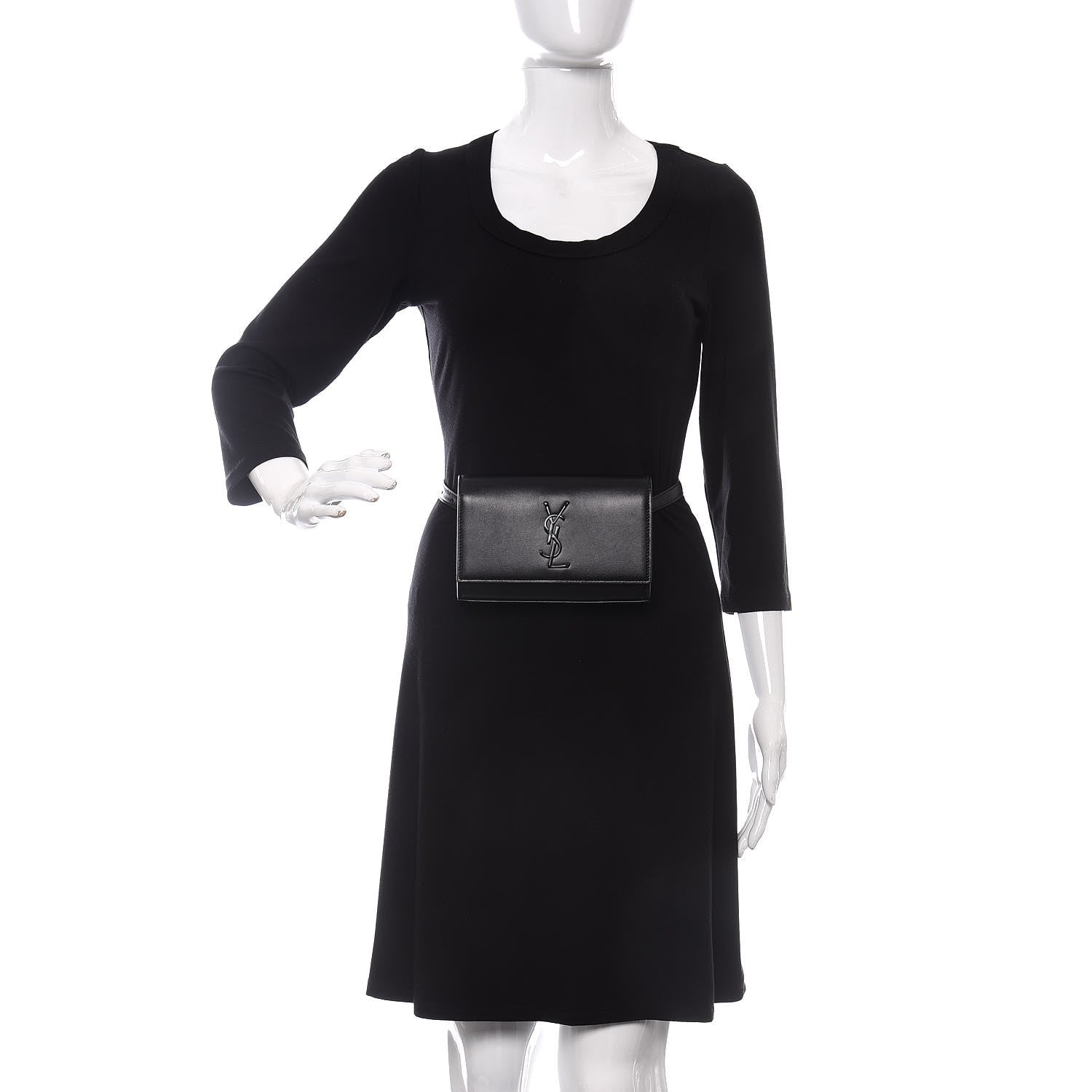 Saint Laurent Smooth Calfskin Monogram Kate Belt Bag Black 2 of 9