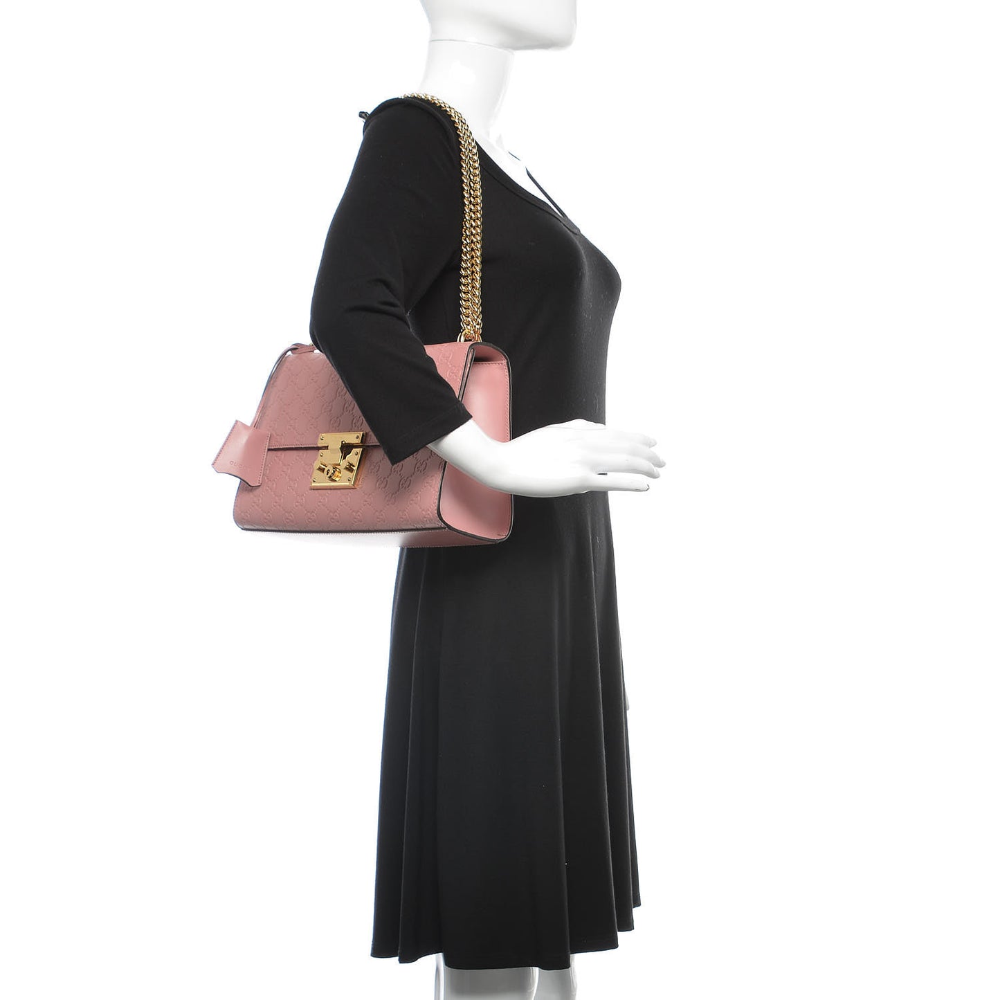 Guccissima Signature Medium Padlock Shoulder Bag Rose Baby Candy