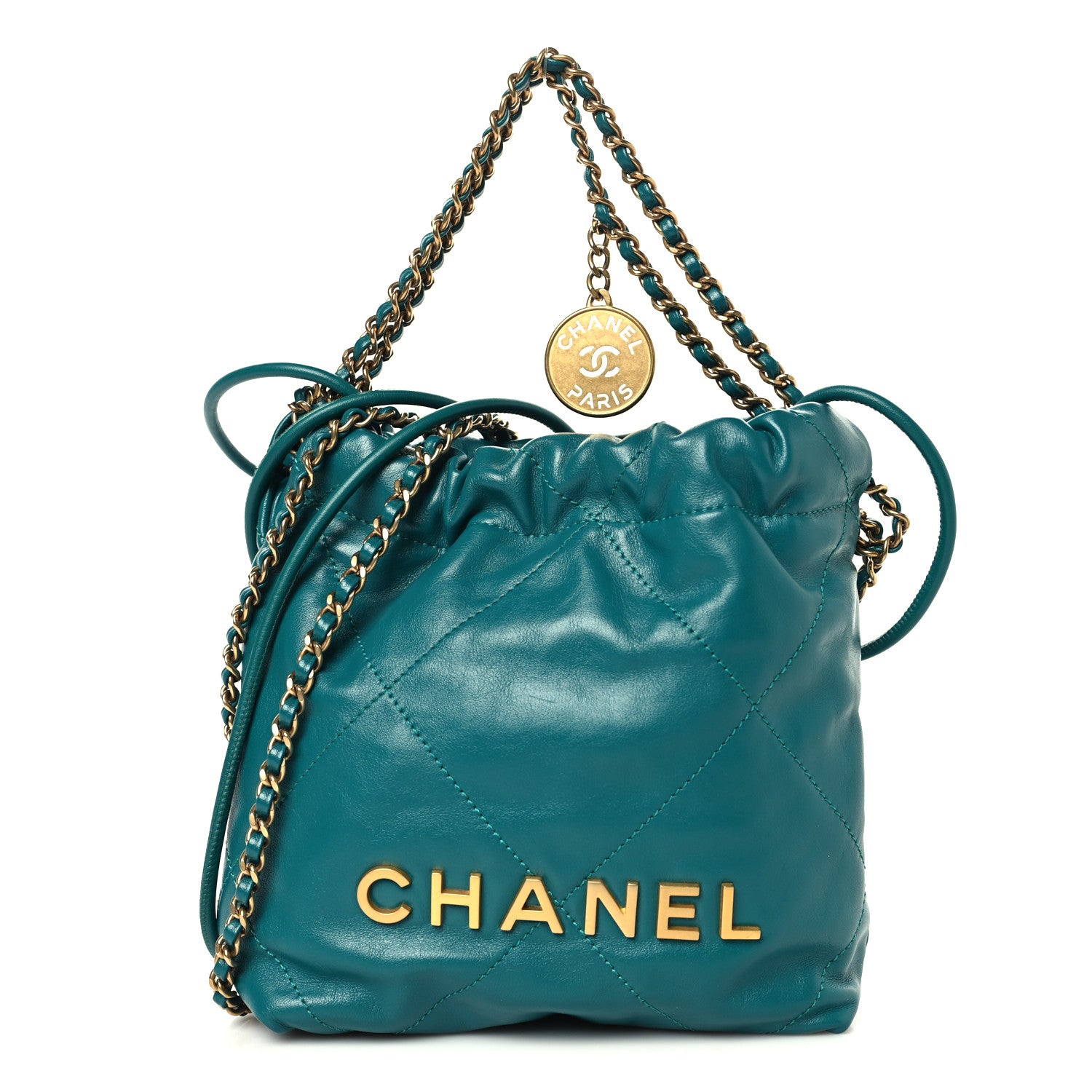 Chanel Shiny Calfskin Quilted Mini Chanel 22 Green 1819088