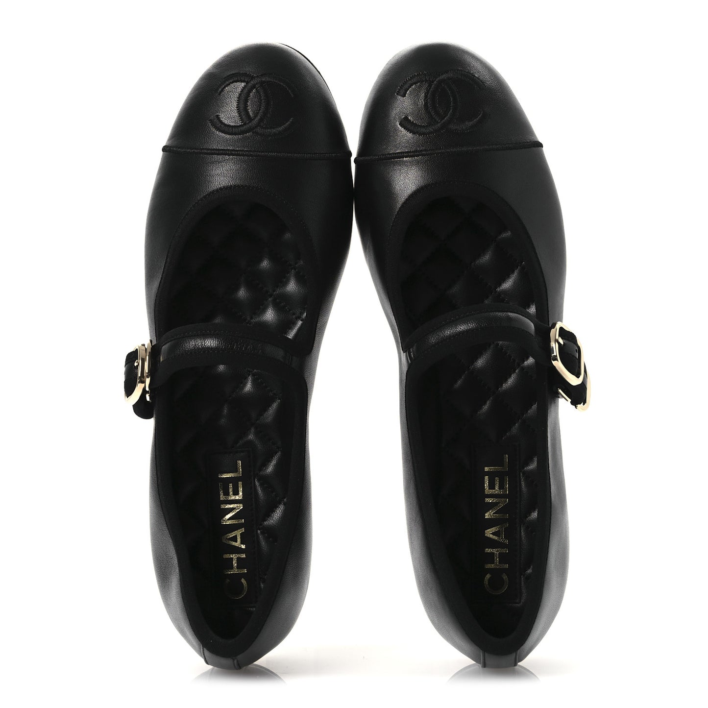Lambskin Mary Jane Flats 37.5 Black