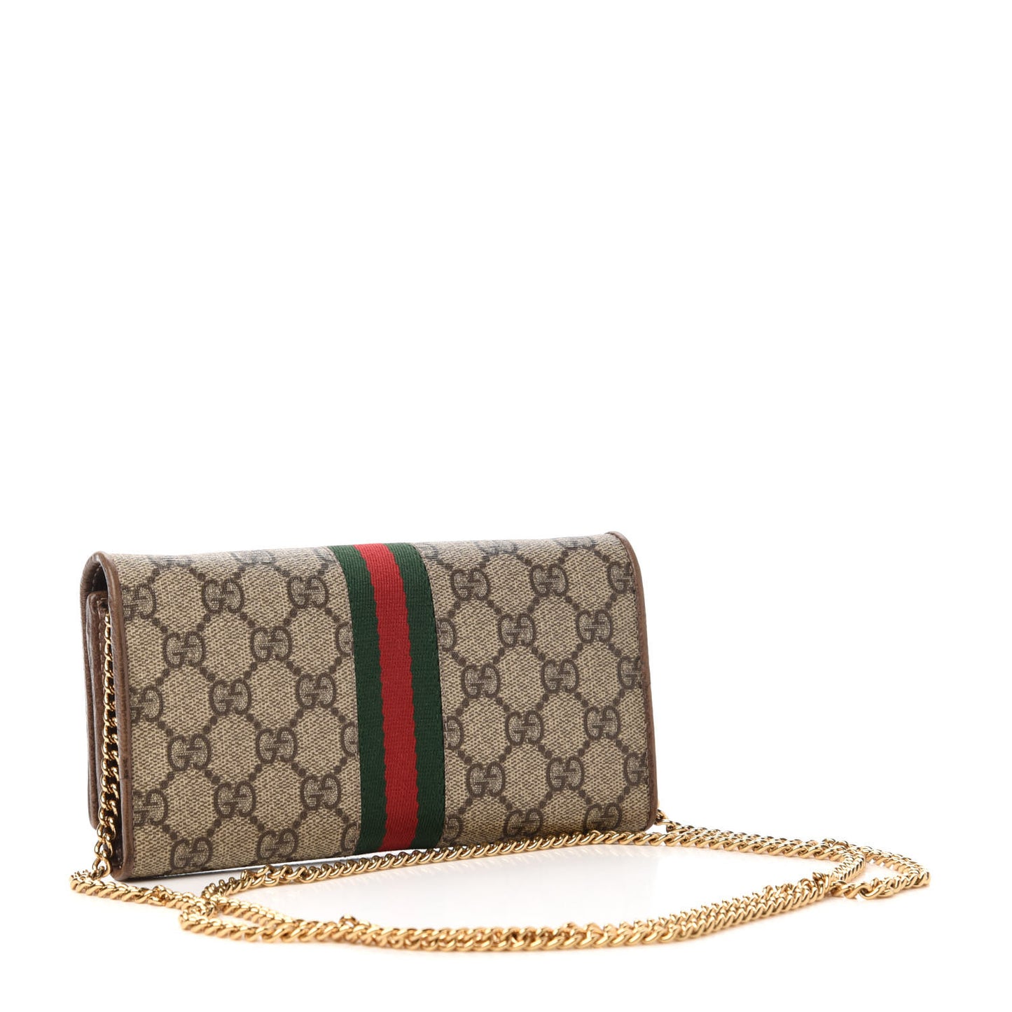 GG Supreme Monogram Web Ophidia Wallet On Chain Brown