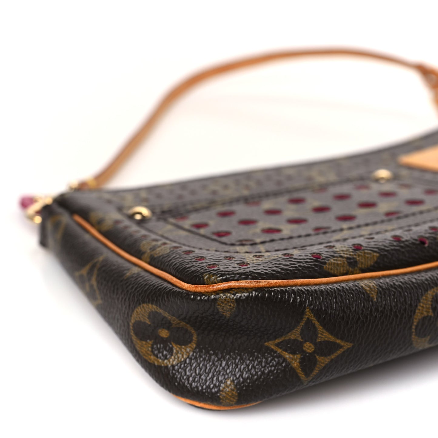 Monogram Perforated Pochette Accessories Bag Fuchsia