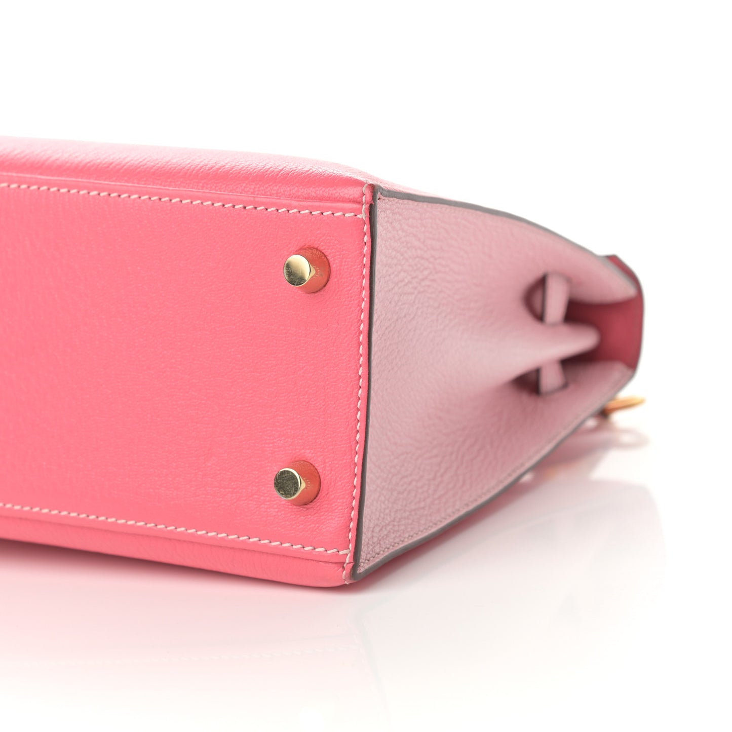 Chevre Bi-Color Horseshoe Kelly Sellier 25 Rose Lipstick Bubblegum