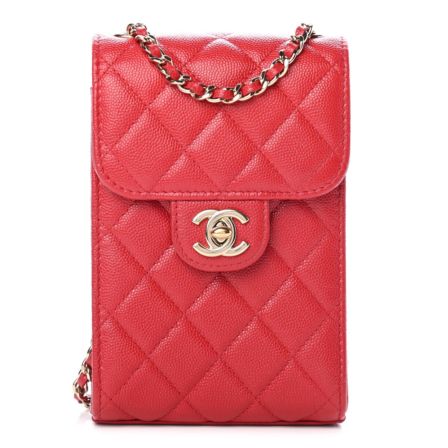 Caviar Quilted Classic Phone Holder Red