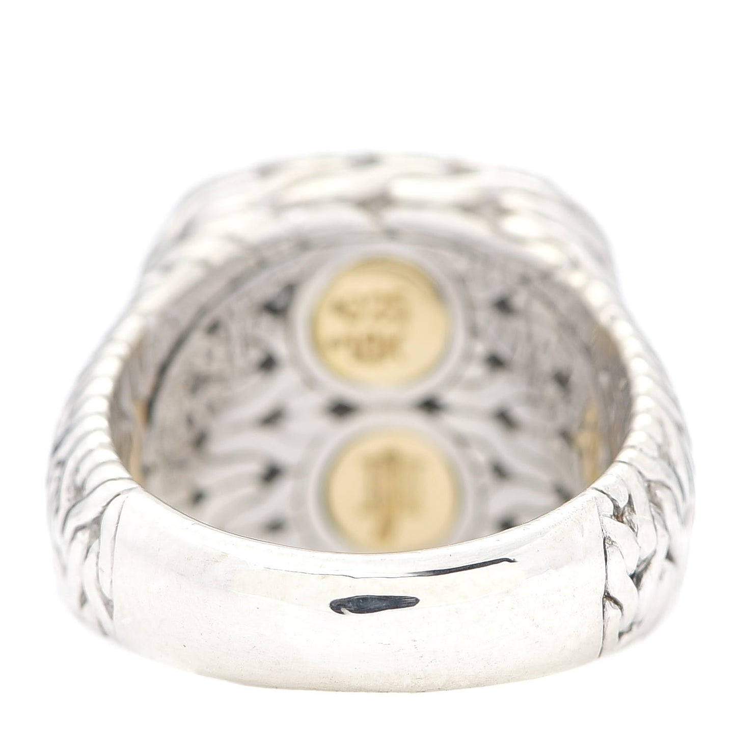 Sterling Silver 18K Yellow Gold Diamond Classic Chain Square Ring 52 6