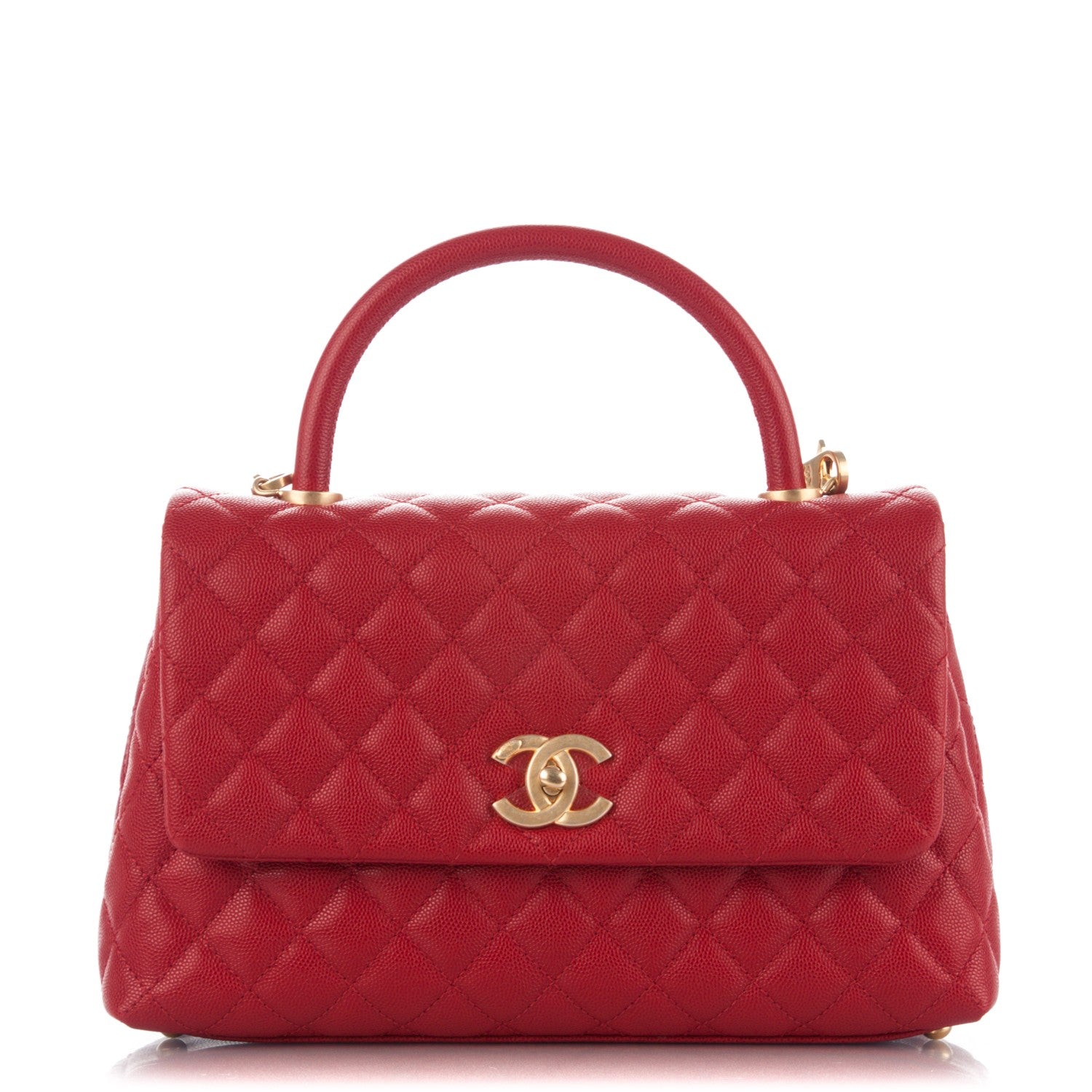 Chanel Caviar Quilted Small Coco Handle Flap Red 175525 – FASHIONPHILE