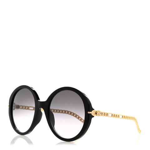 Acetate Detachable Charm Oversized Frame Round Sunglasses GG0726S Black