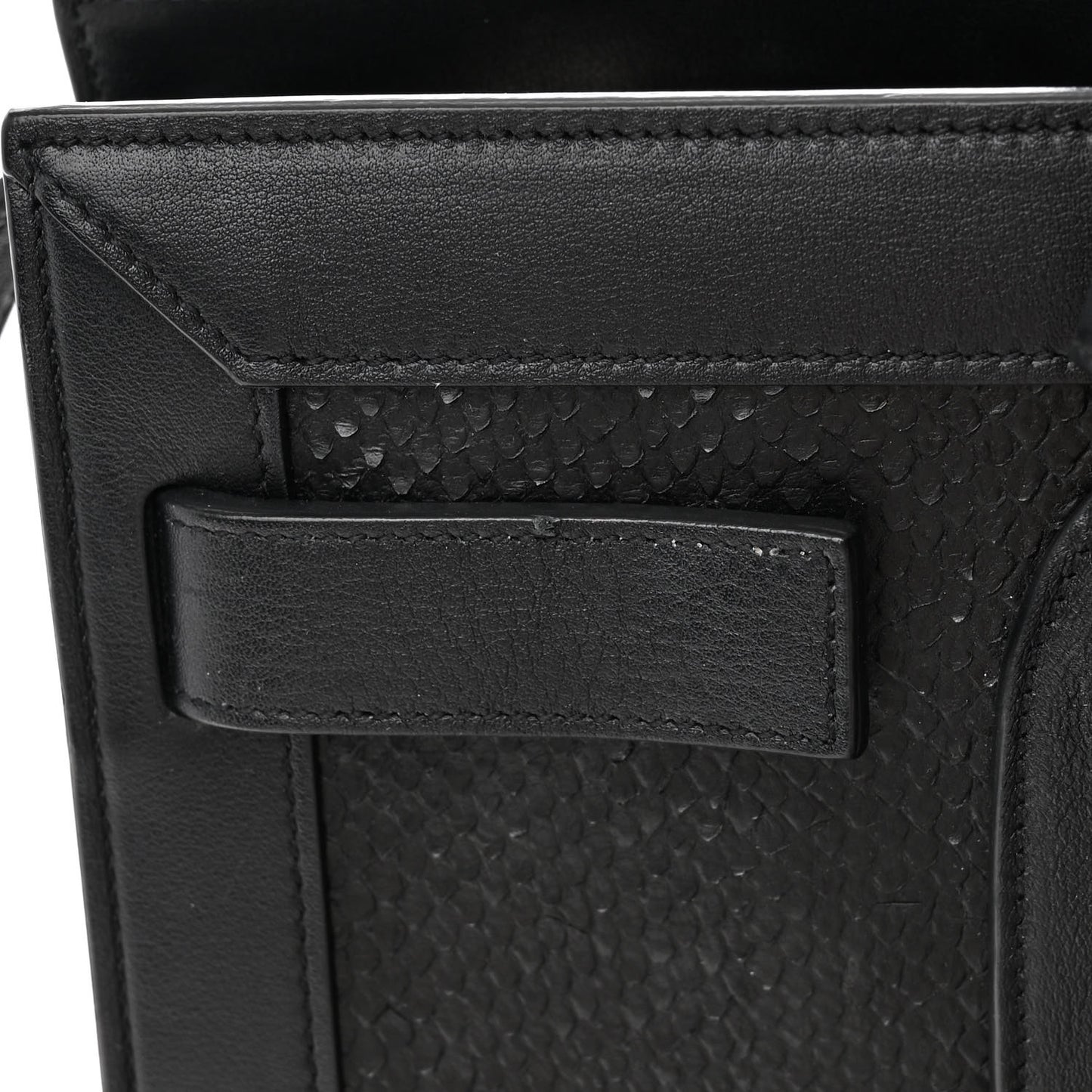 Python Calfskin Embossed Small Sac de Jour Black