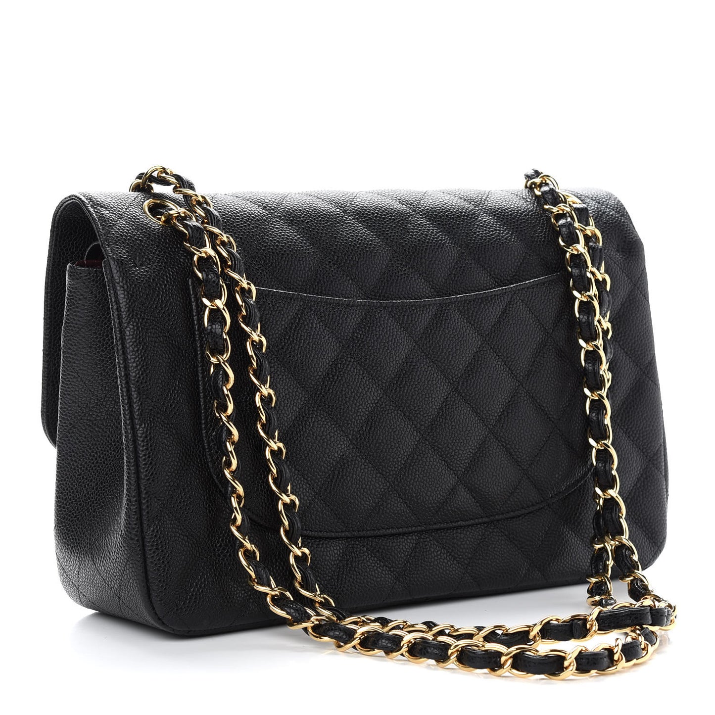 Caviar Quilted Jumbo Double Flap Black