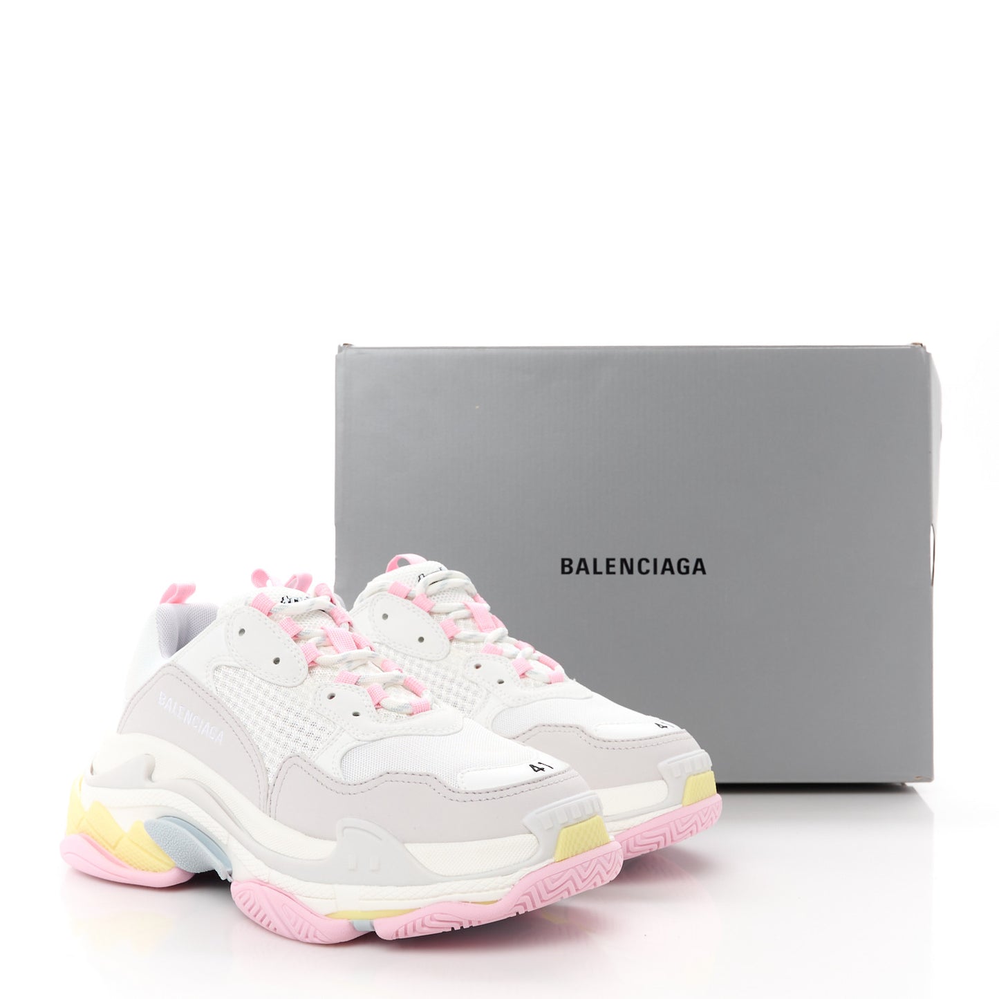 Fabric Mesh Multicolor Womens Triple S Sneakers 41 Yellow Pink Grey White