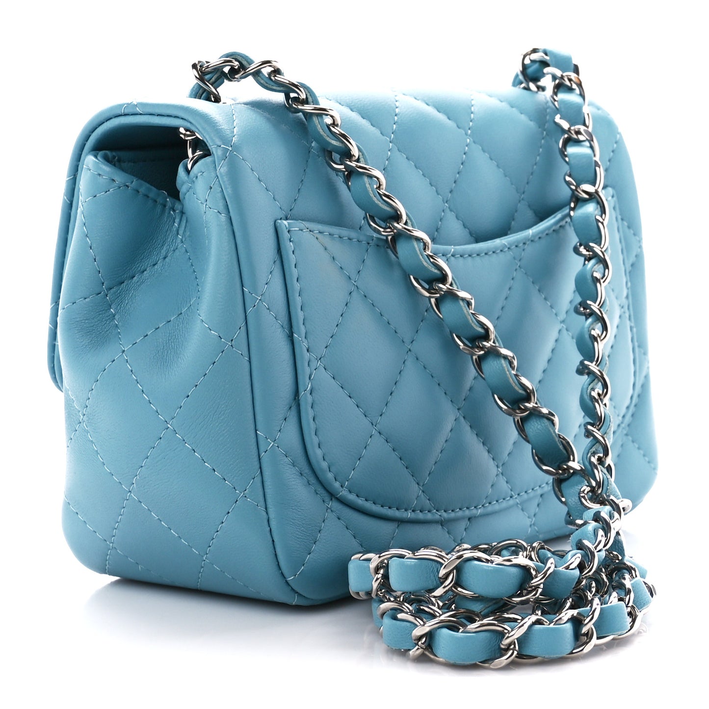 Lambskin Quilted Mini Square Flap Blue