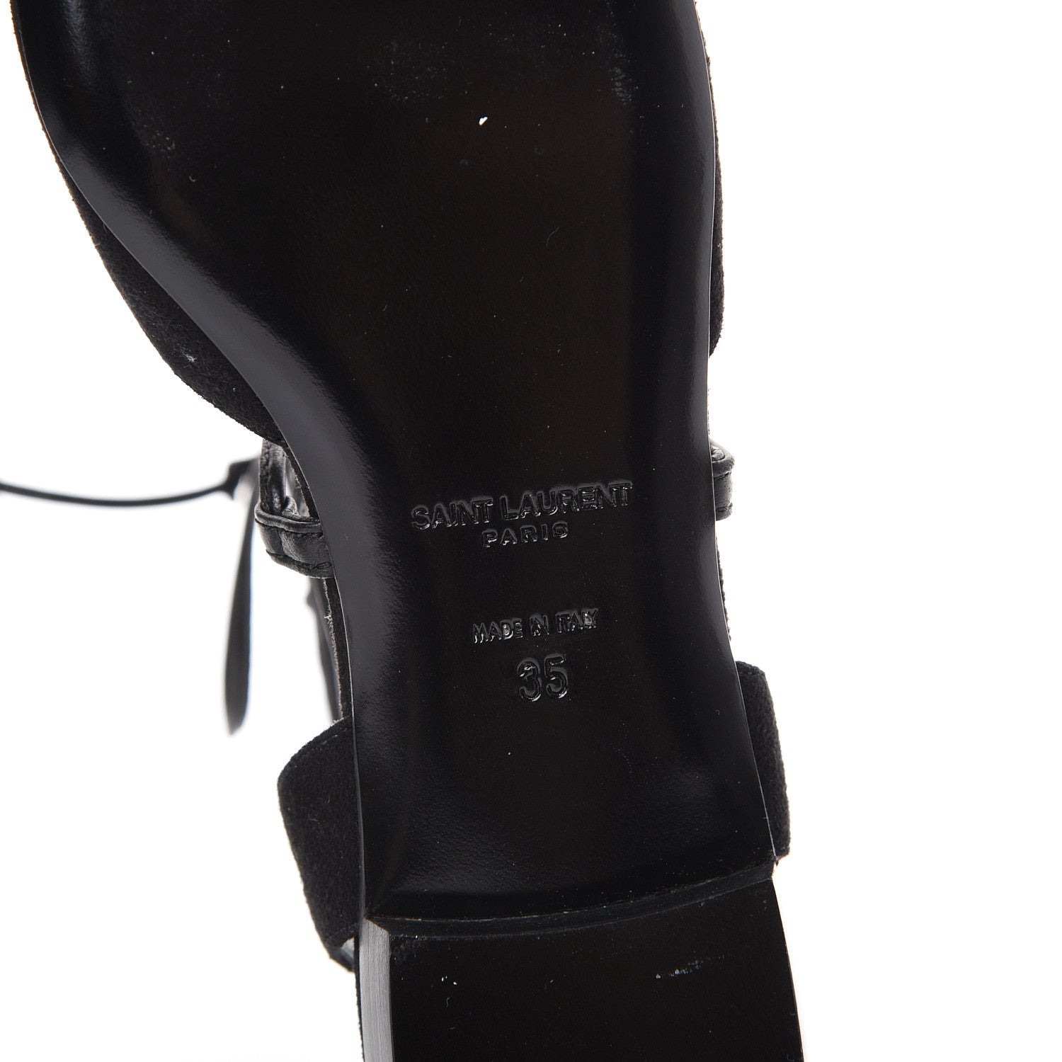 Saint Laurent Kid Scamosciato Lace Up Pointed Toe Flats 35 Black 6 of 10