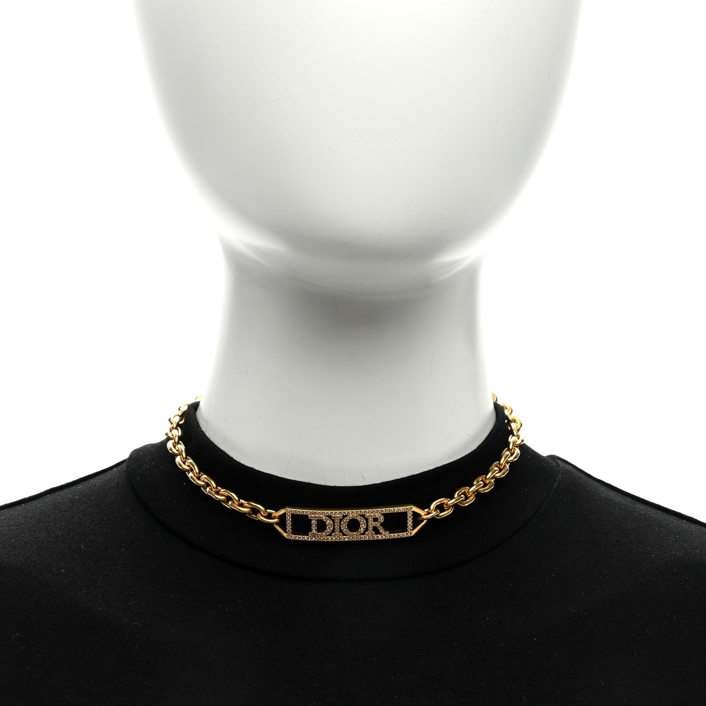 Metal Crystal Dio(r)evolution Choker Necklace Gold
