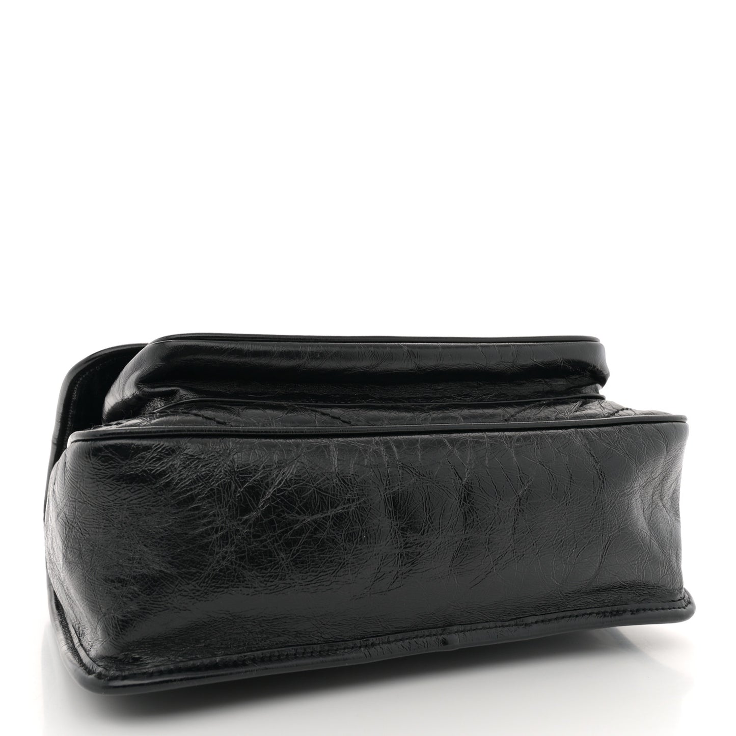 Crinkled Calfskin Matelasse Monogram Medium Niki Chain Satchel Black