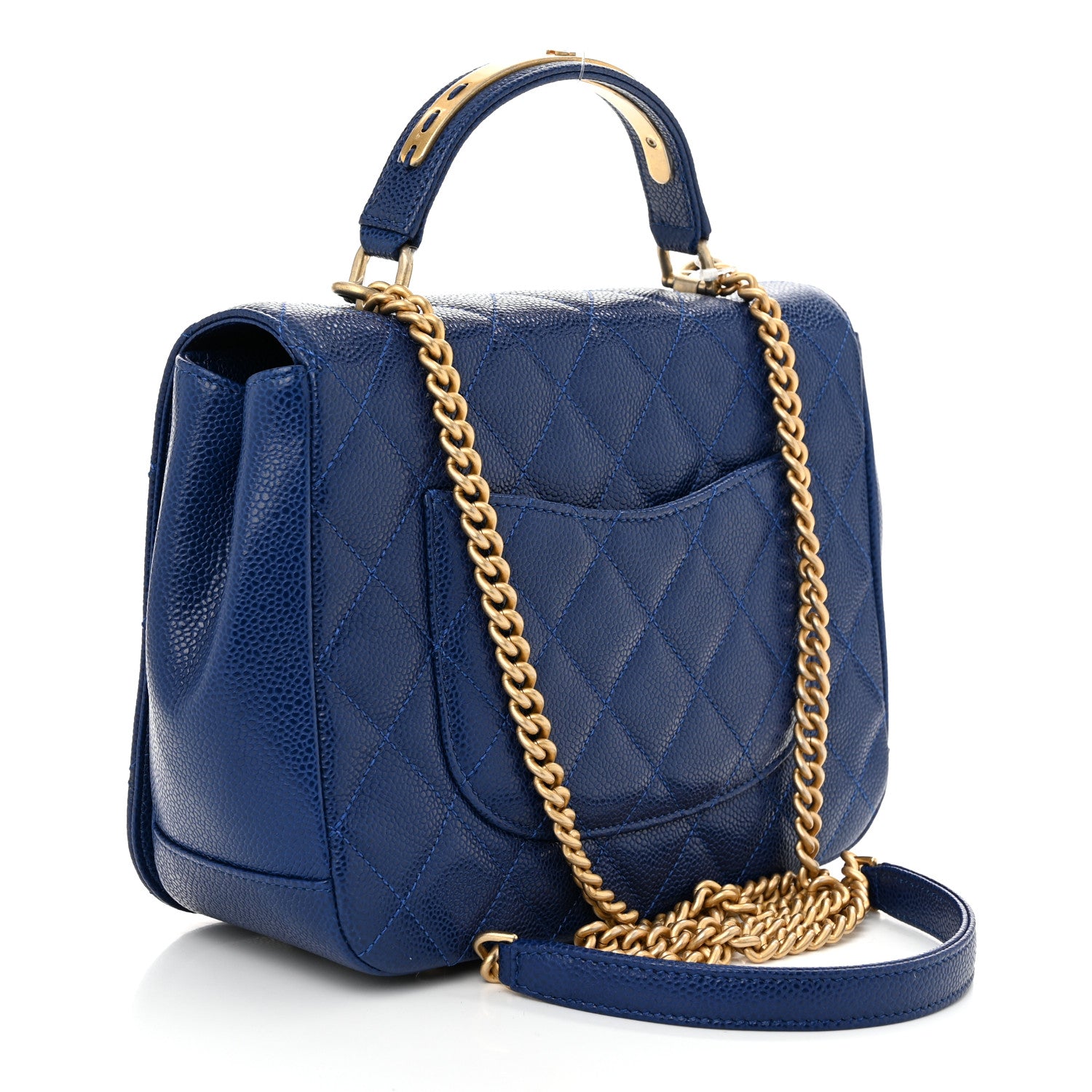 Chanel Caviar Large Carry Around Flap Bag Blue 3 of 11