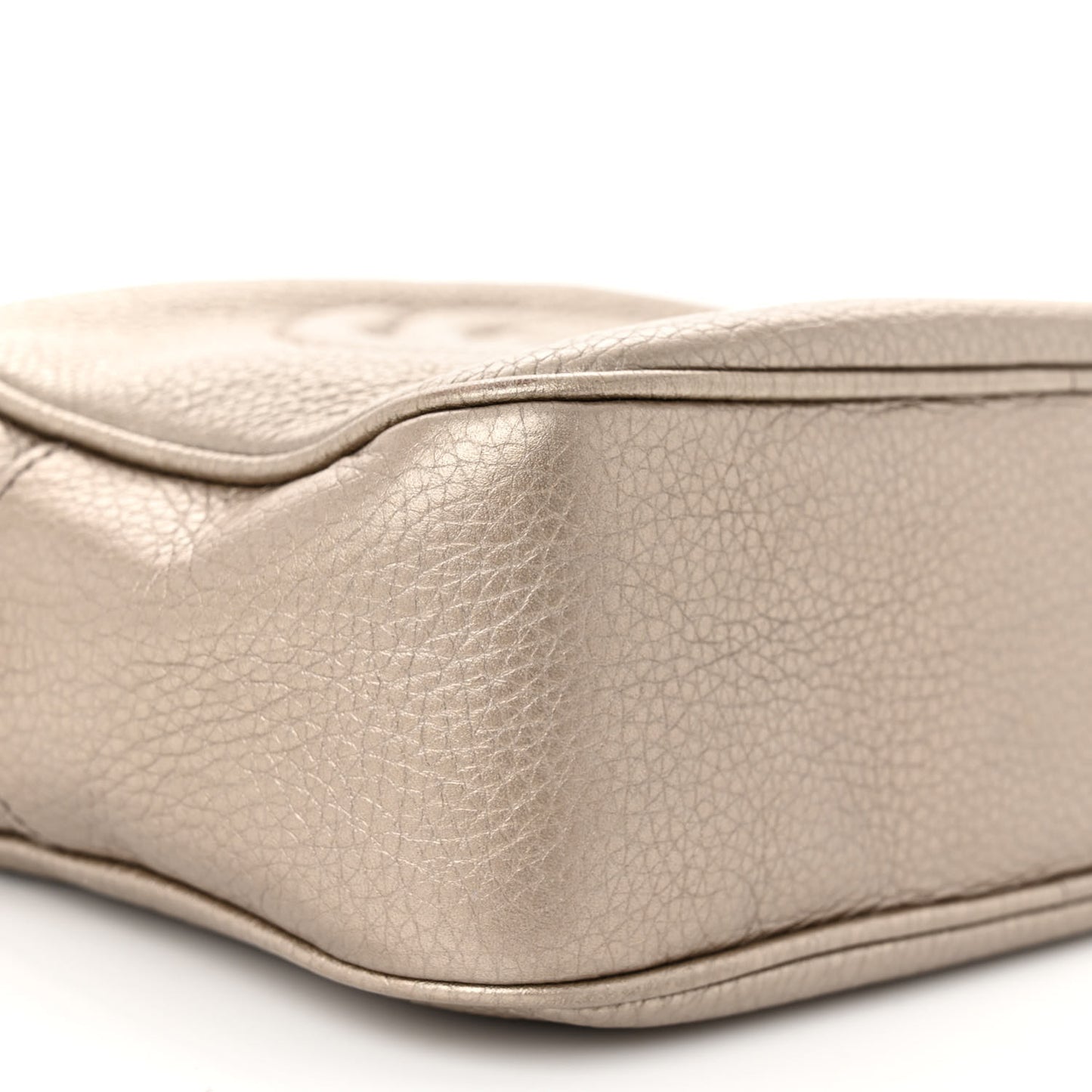 Metallic Pebbled Calfskin Small Soho Disco Bag Golden Beige